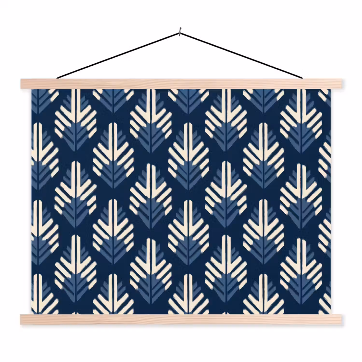 Modern - Patroon - Blauw textielposter latten blank klein 122 -3d