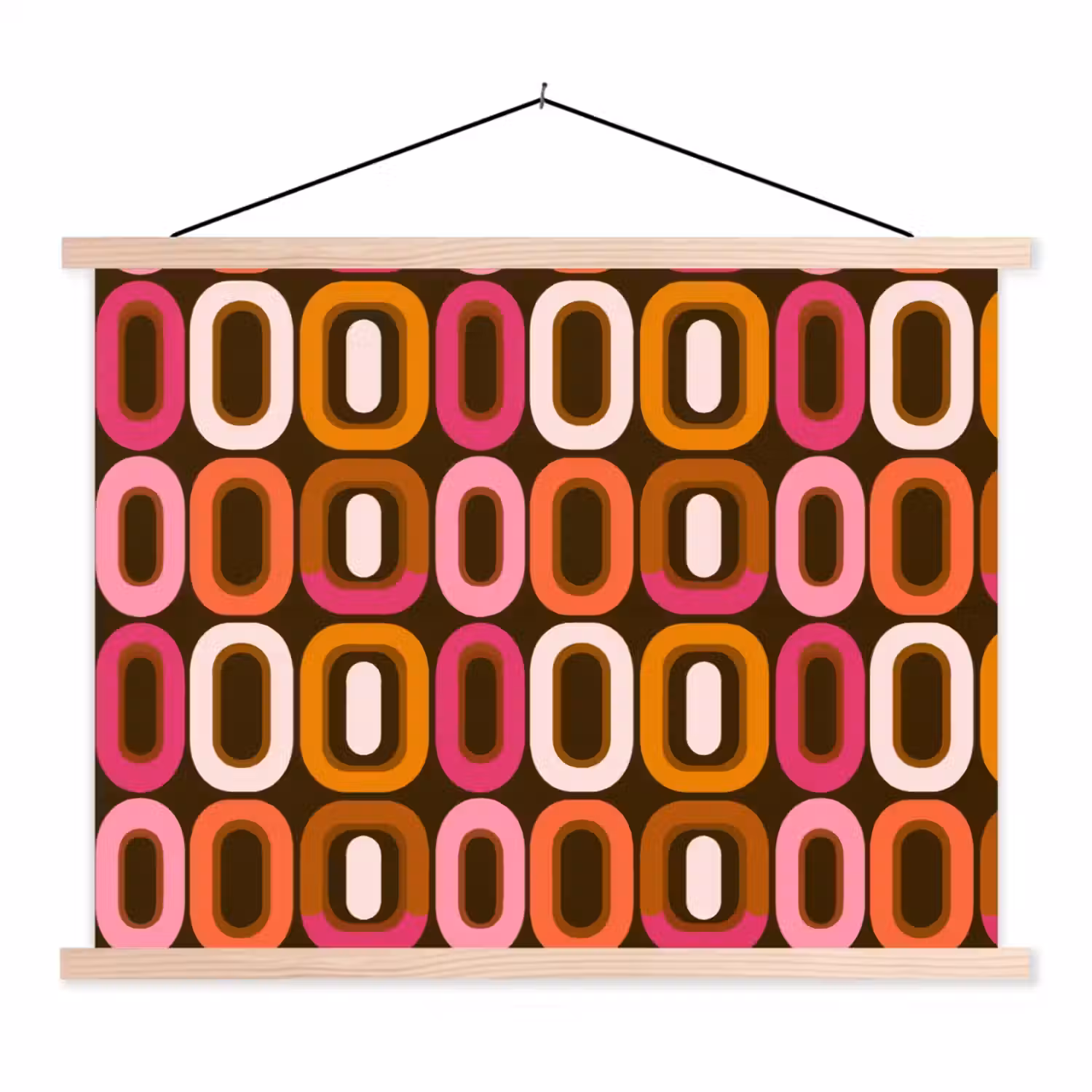 Modern - Retro - Kleurrijk textielposter latten blank klein 122 -3d