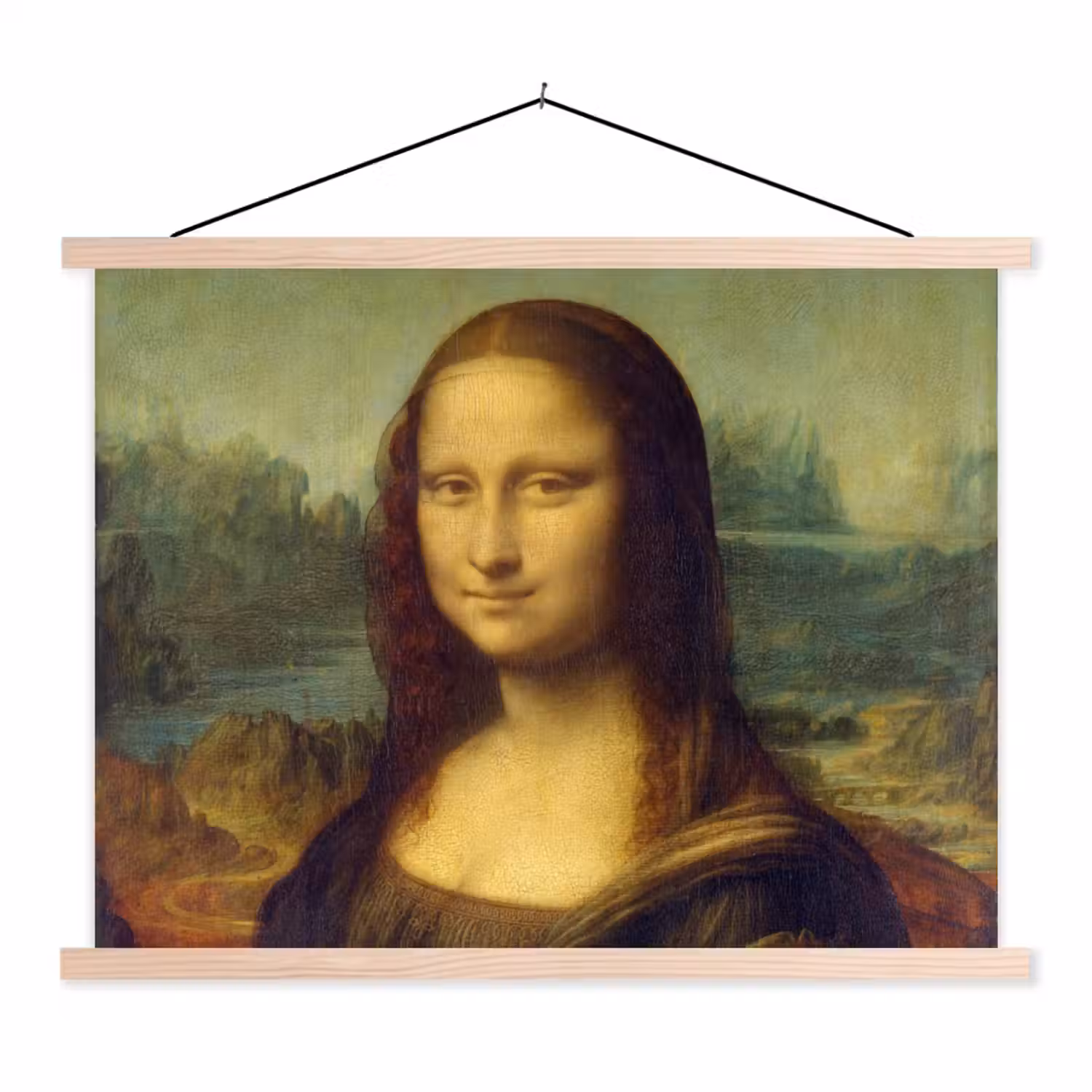 Mona Lisa - Leonardo da Vinci textielposter latten blank klein -3d
