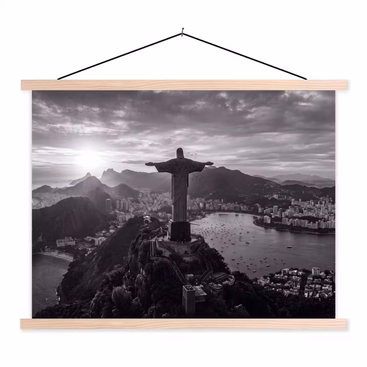 Monument - Stadsgezicht - Landschap - Zwart-wit textielposter latten blank klein -3d