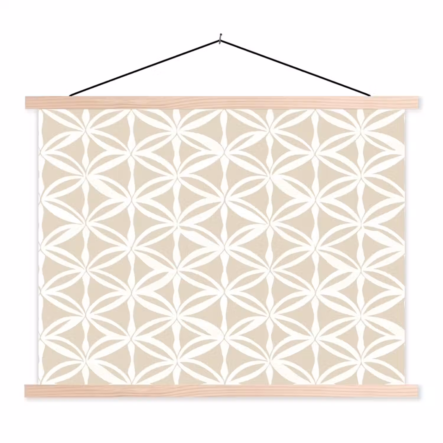 Motief - Modern - Beige textielposter latten blank klein 122 -3d