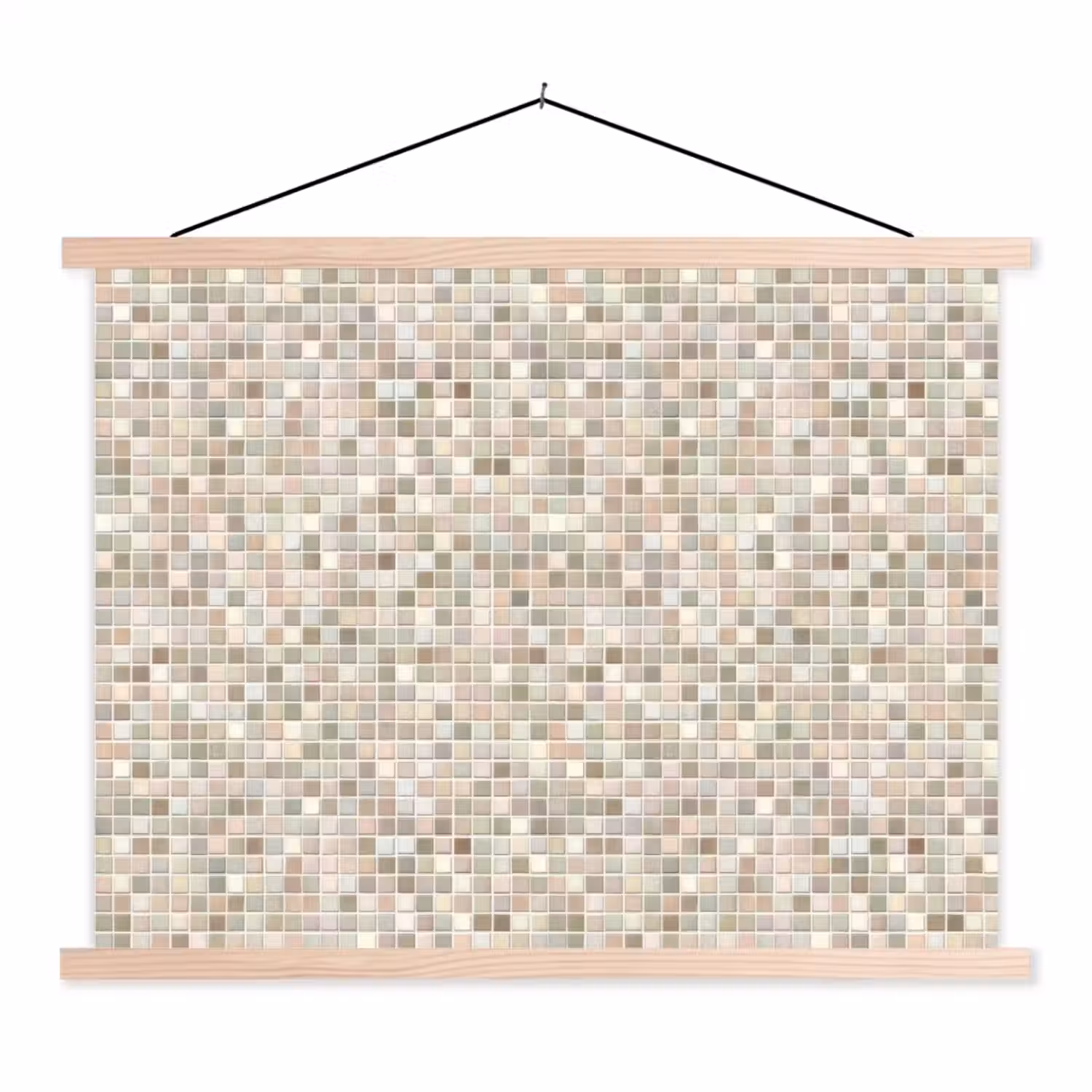 Mozaïek - Patroon- Taupe textielposter latten blank klein 122 -3d