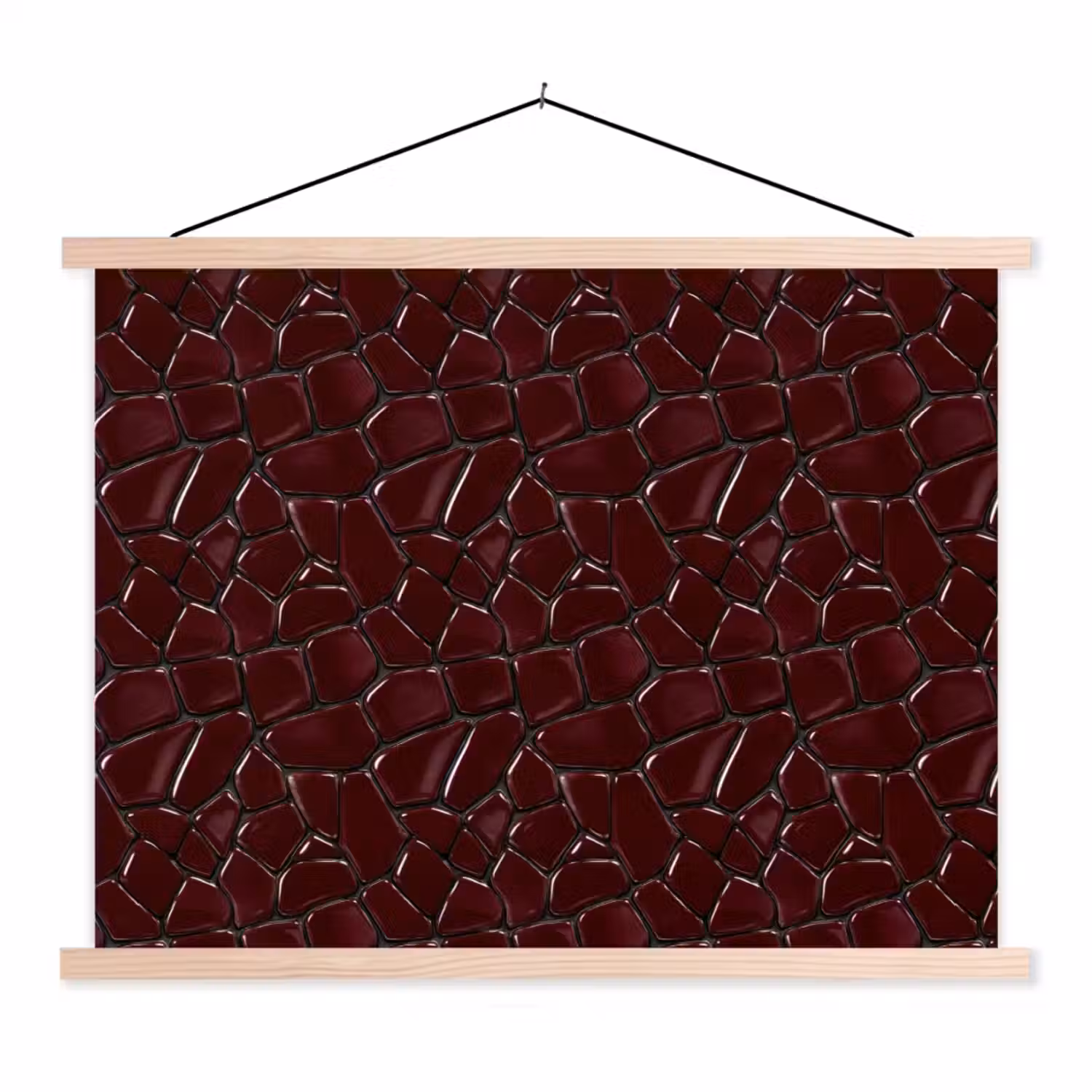 Mozaïek - Tegel - Bordeauxrood textielposter latten blank klein 122 -3d