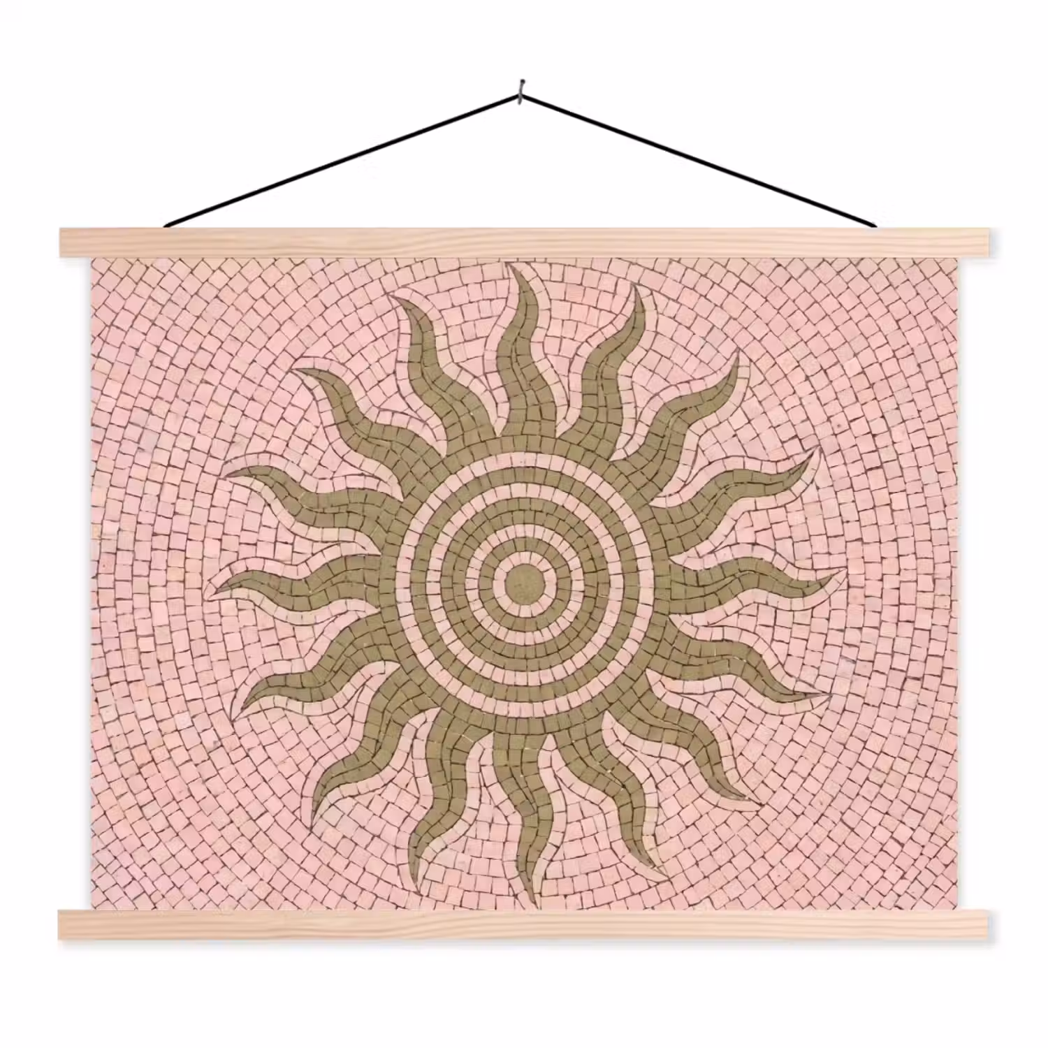 Mozaïek - Zon - Patroon - Klassiek - Roze textielposter latten blank klein -3d
