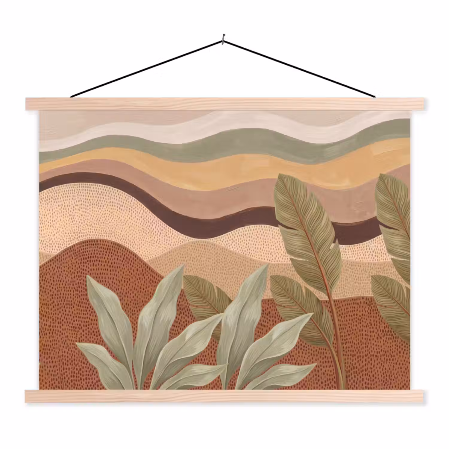 Natuur - Bladeren - Landschap - Abstract - Aardetinten textielposter latten blank klein -3d