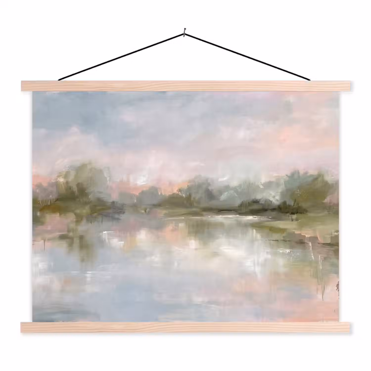 Natuur - Landschap - Abstract - Water - Groen textielposter latten blank klein -3d