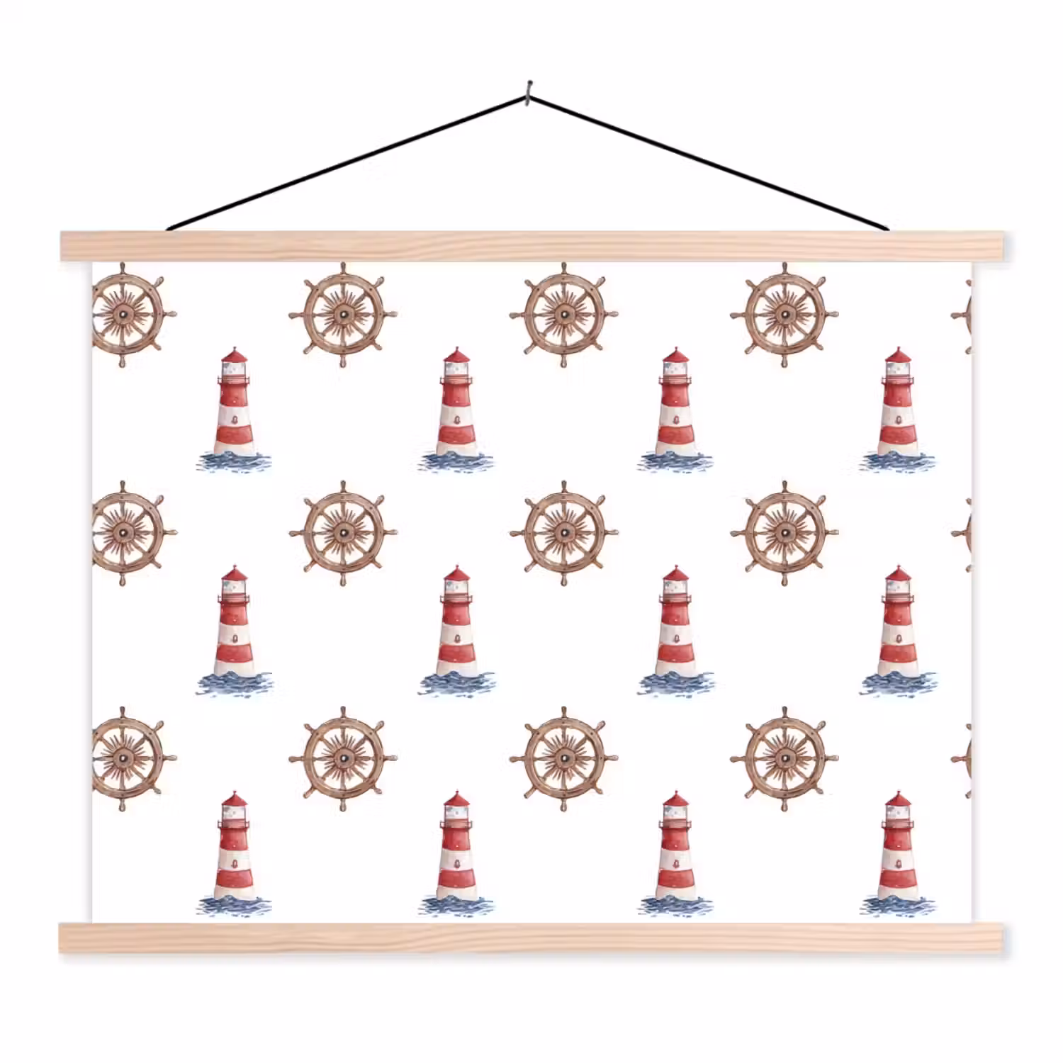 Nautisch - Klassiek - Rood textielposter latten blank klein 122 -3d