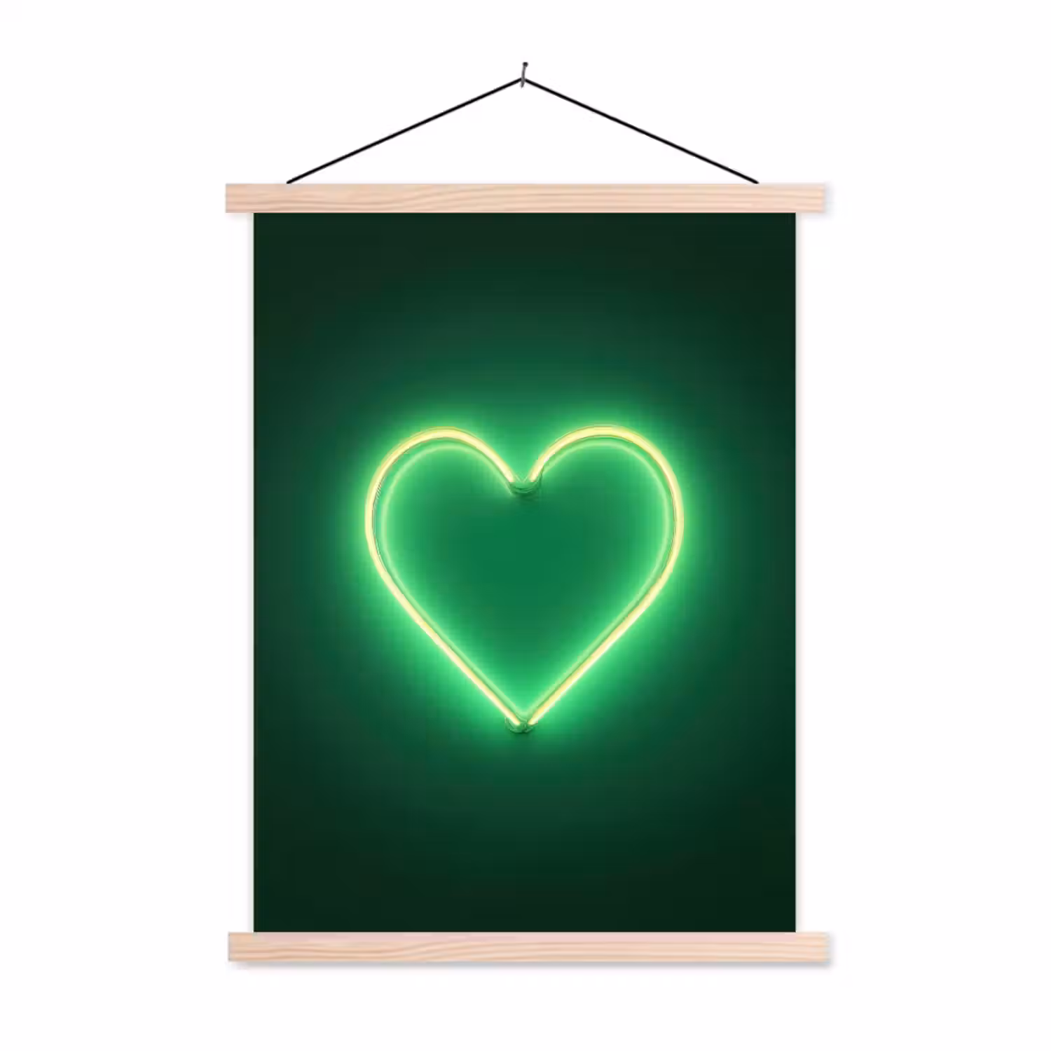 Neon - Groen - Licht textielposter latten blank klein -3d