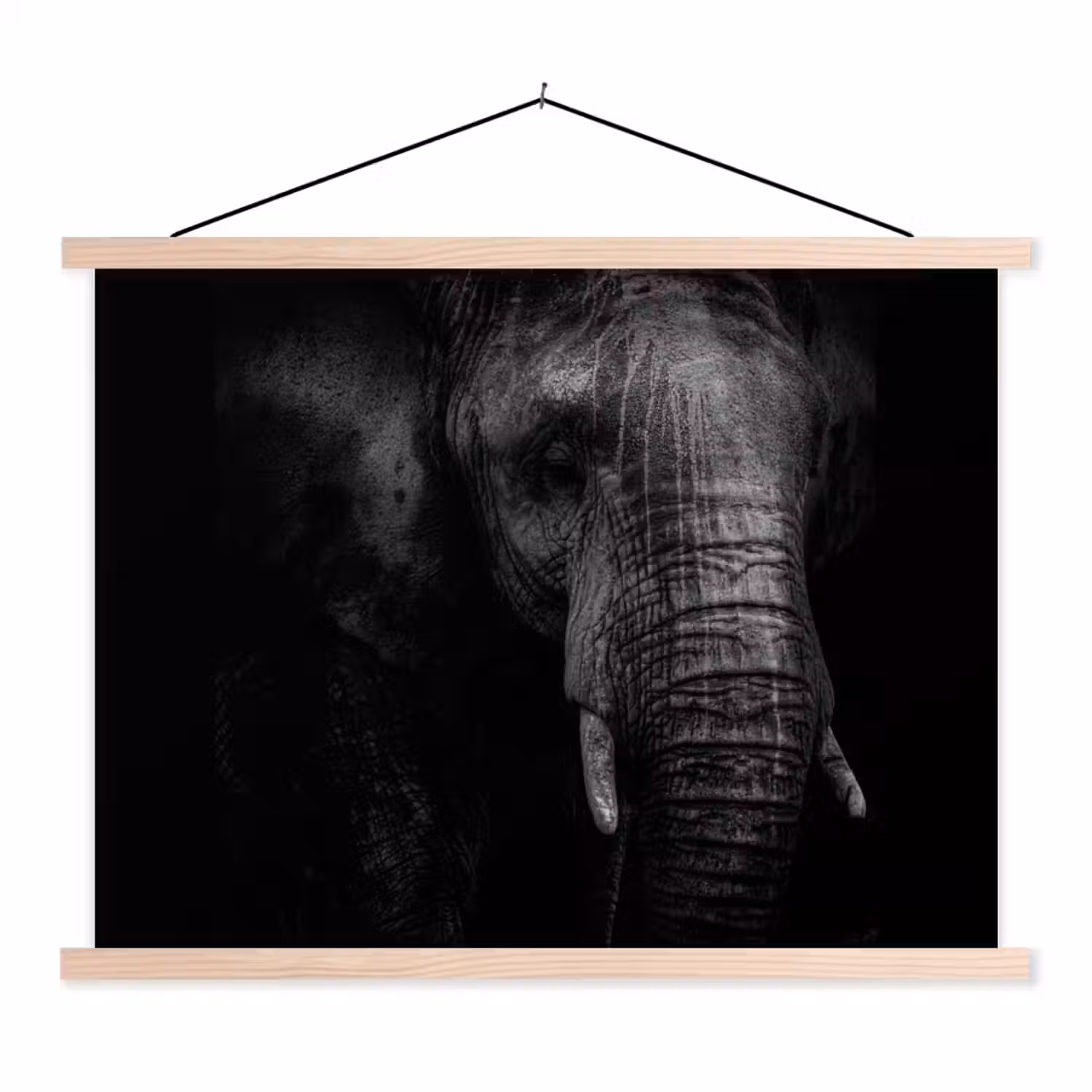 Olifant - Dier - Portret textielposter latten blank klein -3d