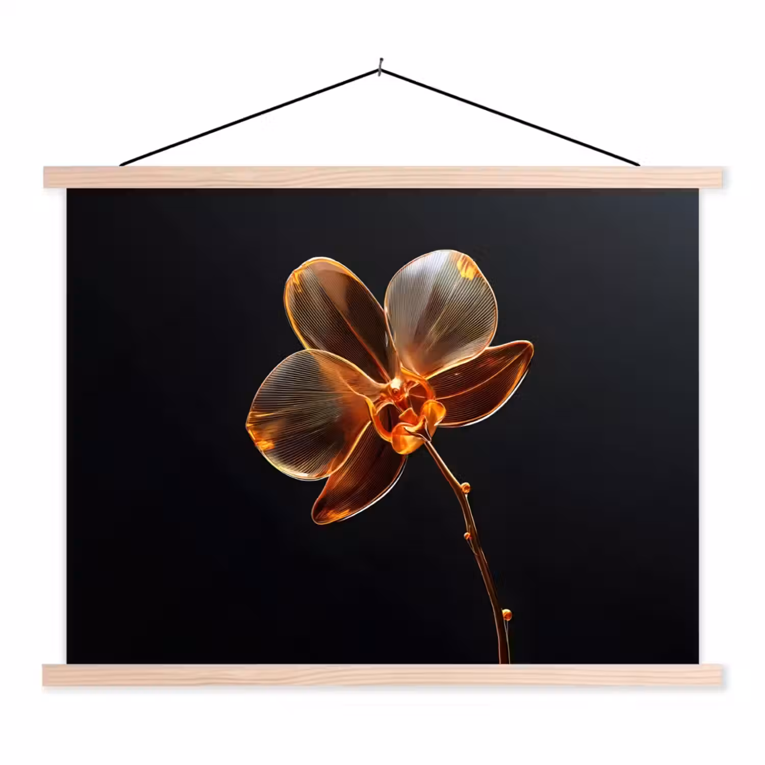 Orchidee - Doorzichtig - Bloem textielposter latten blank klein -3d