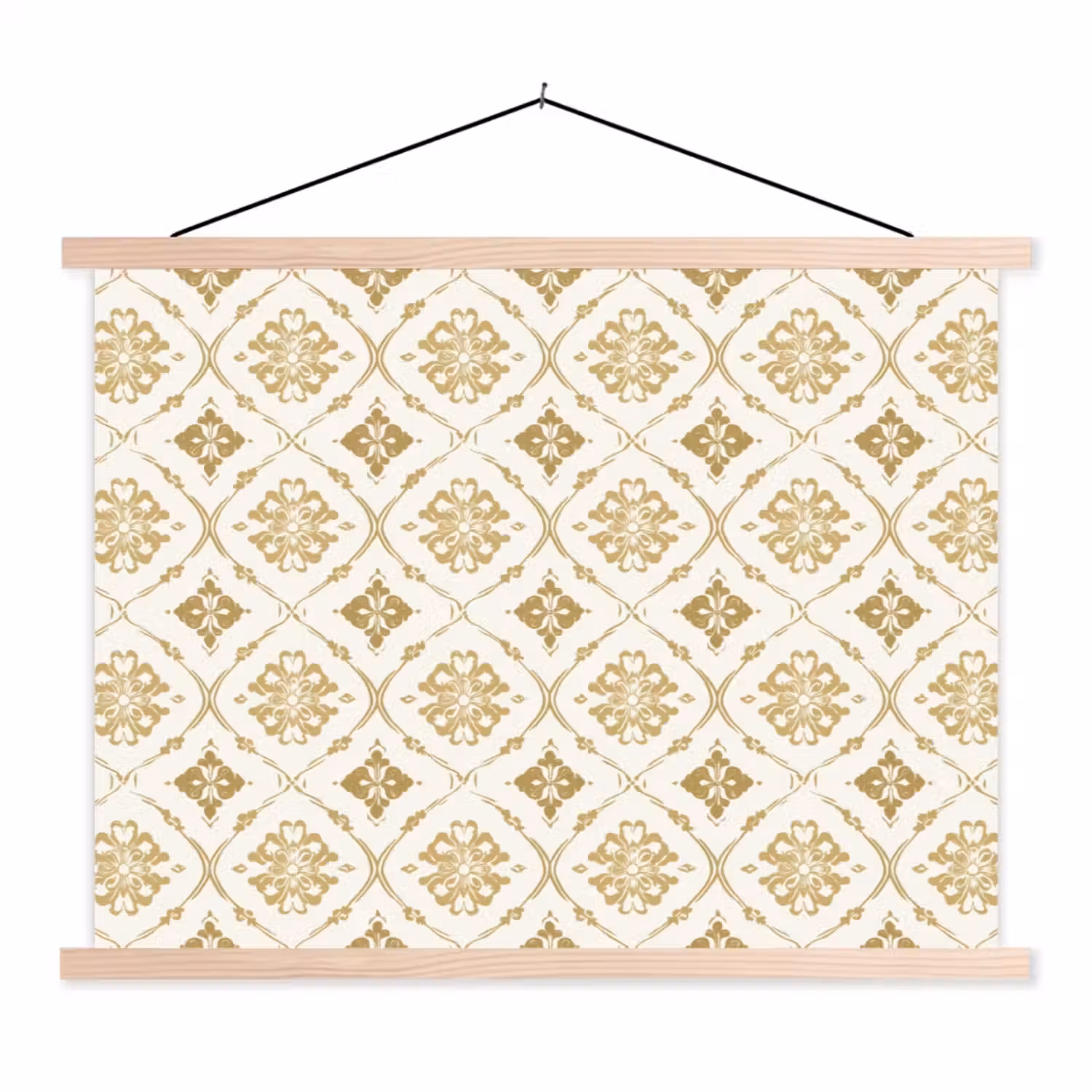 Ornament - Klassiek - Goud textielposter latten blank klein 122 -3d
