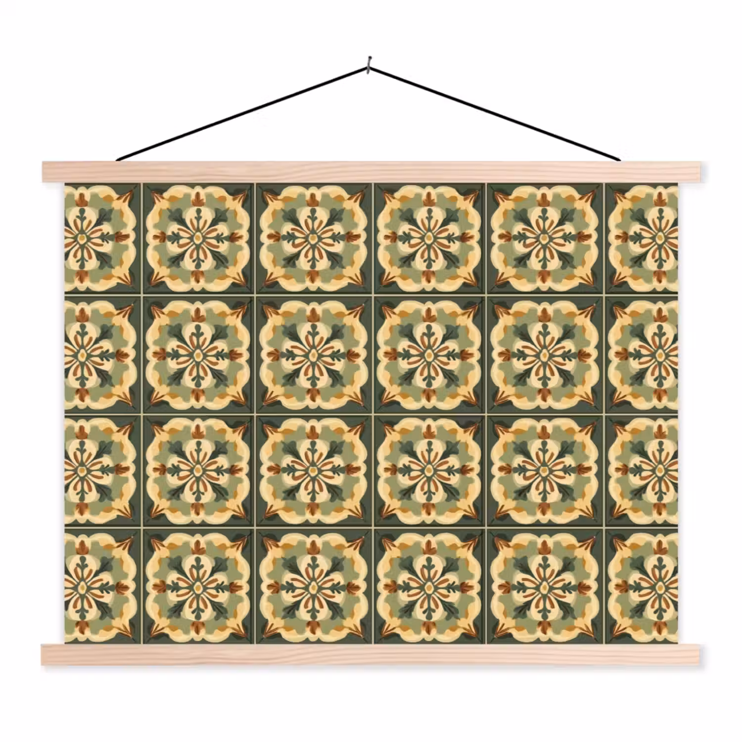 Ornament - Patroon - Groen textielposter latten blank klein 122 -3d