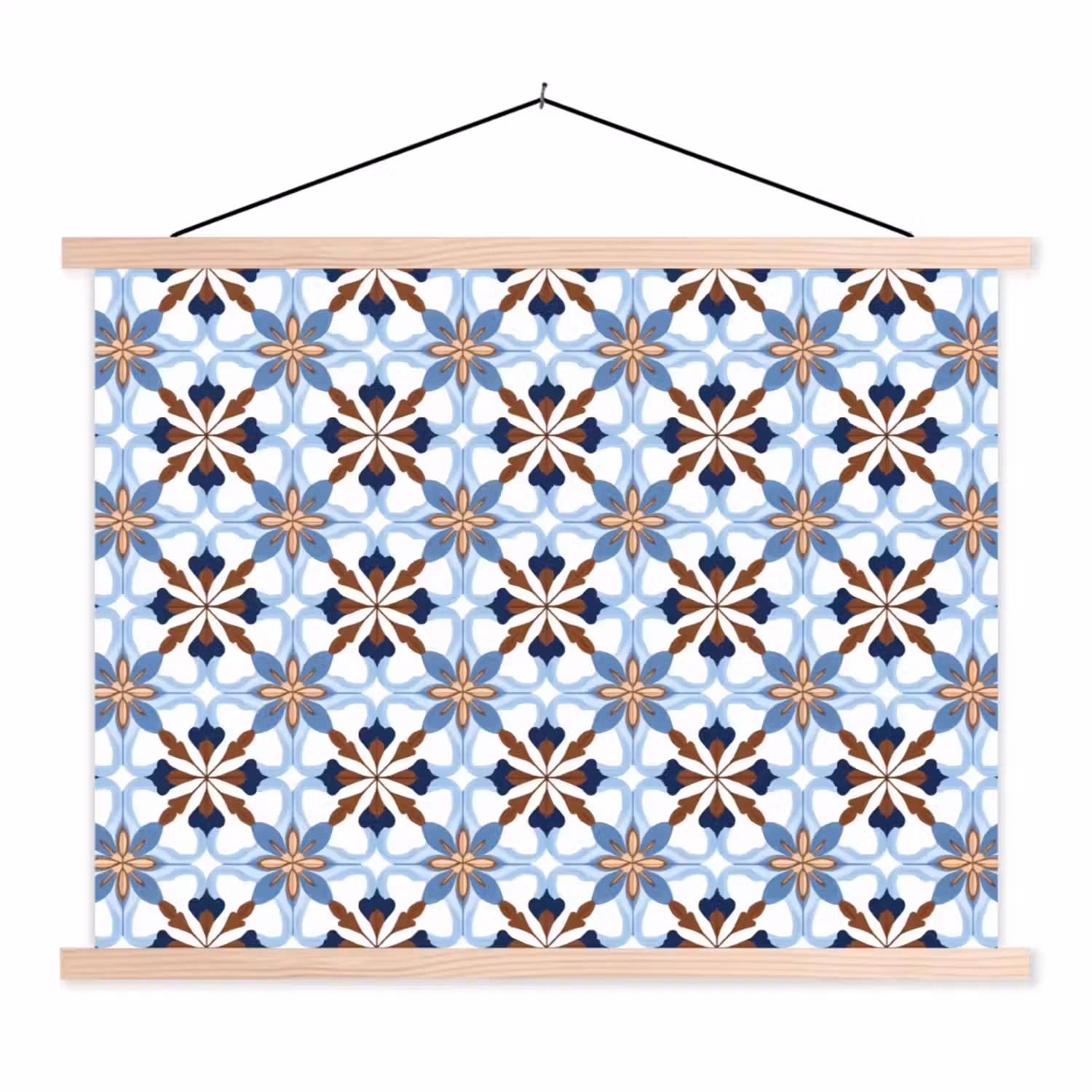 Ornament - Tegel - Kleurrijk textielposter latten blank klein 122 -3d