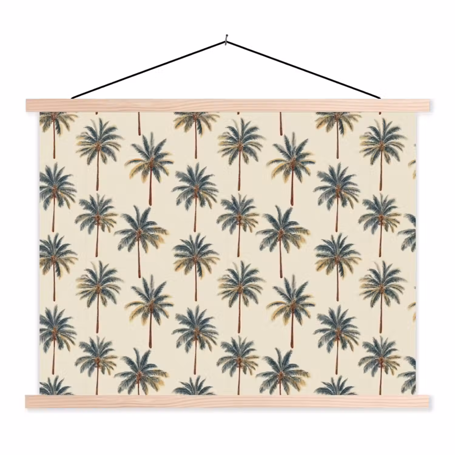 Palmbomen - Tropisch - Groen textielposter latten blank klein 122 -3d