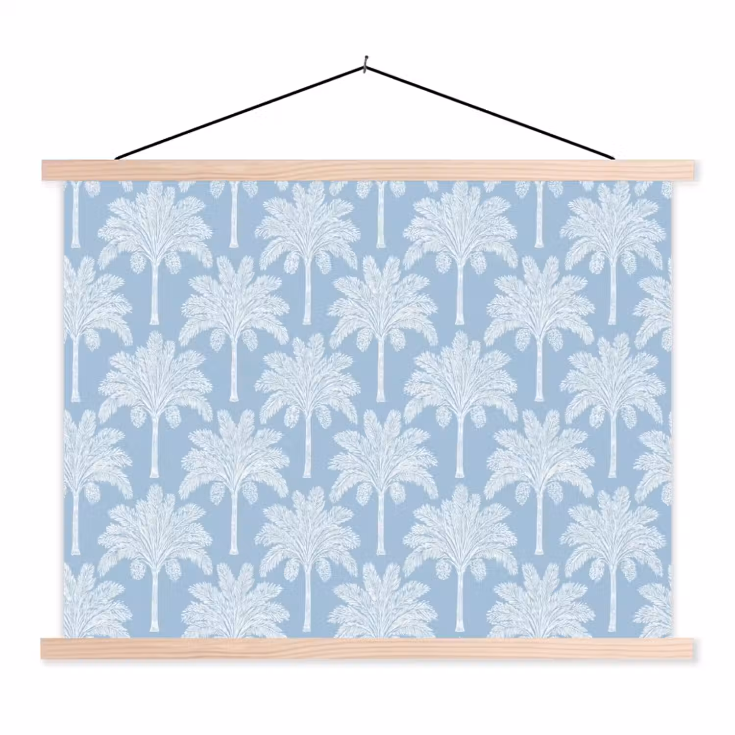 Palmboom - Modern - Blauw textielposter latten blank klein 122 -3d