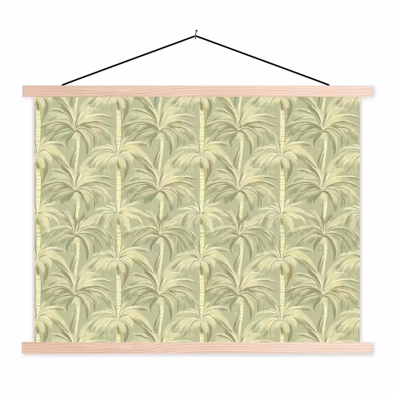 Palmwoud - Tropisch - Groen textielposter latten blank klein 122 -3d