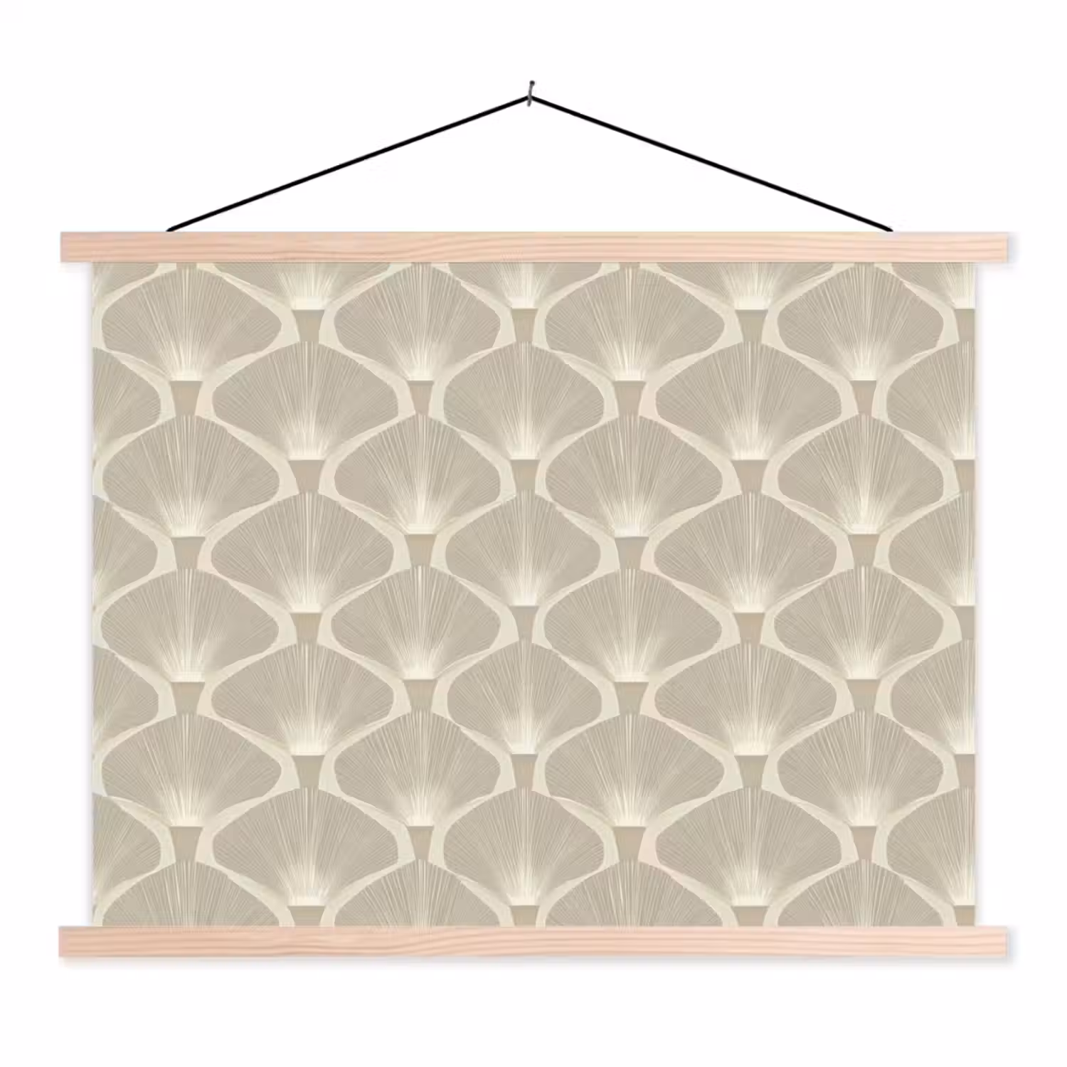 Paneel - Ginkgo - Zand textielposter latten blank klein 122 -3d