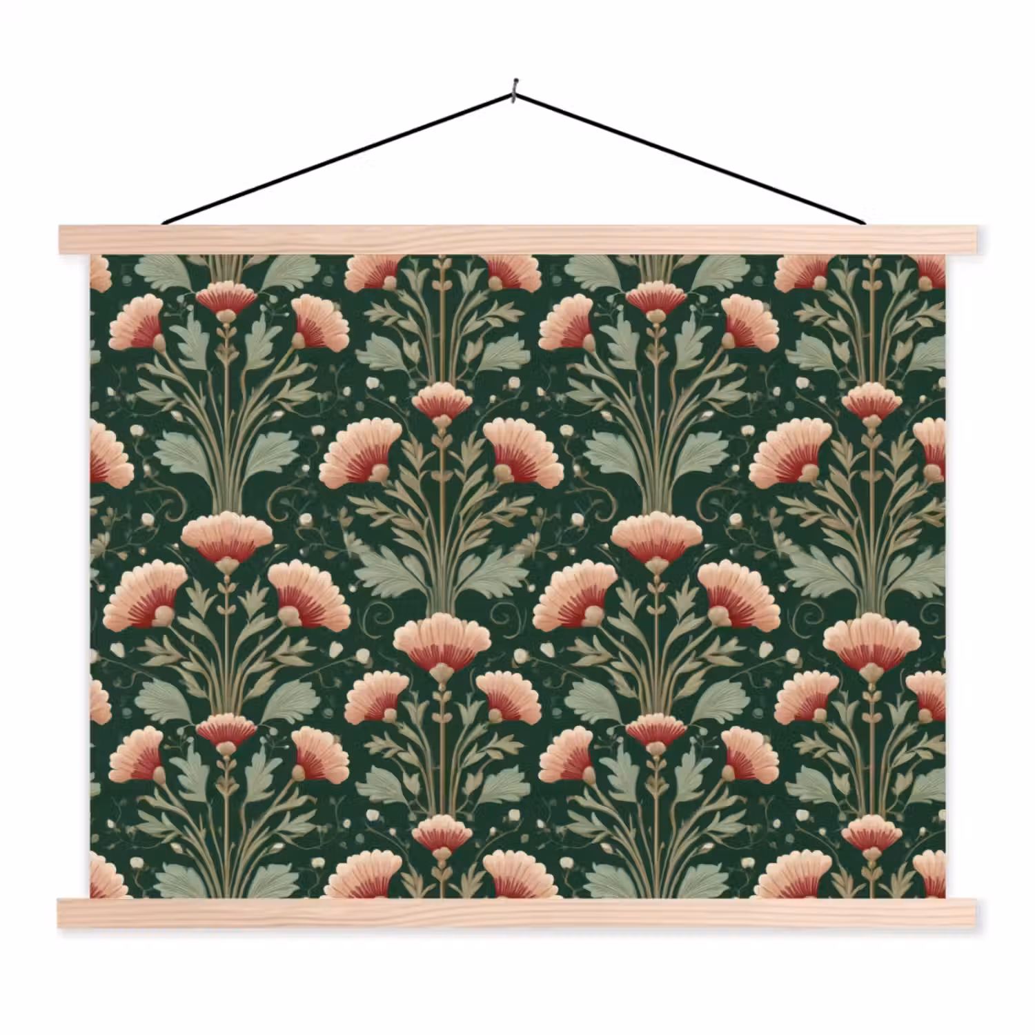 Patroon - Botanisch - Kleurrijk textielposter latten blank klein 122 -3d