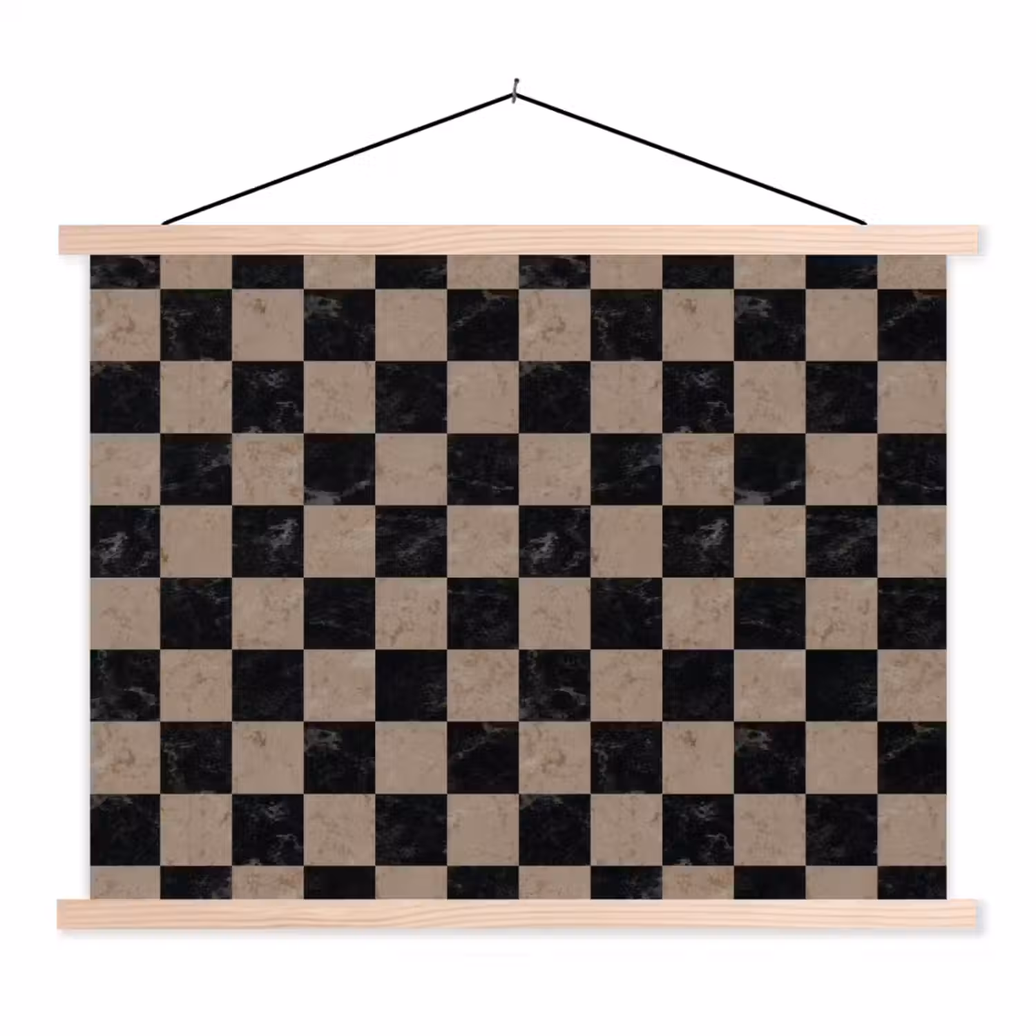 Patroon - Dambord - Marmer textielposter latten blank klein 122 -3d