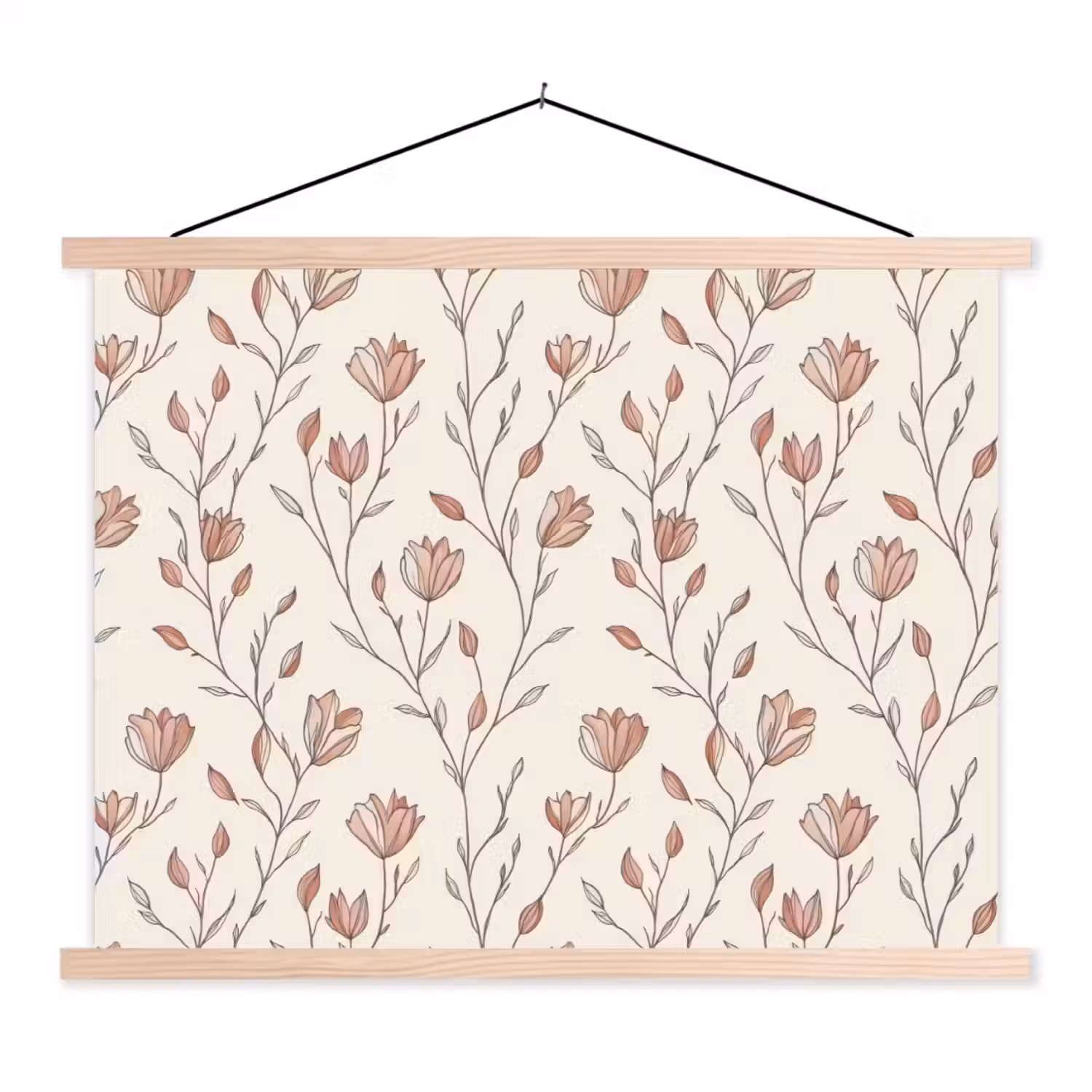 Patroon - Klassiek - Roze textielposter latten blank klein 122 -3d
