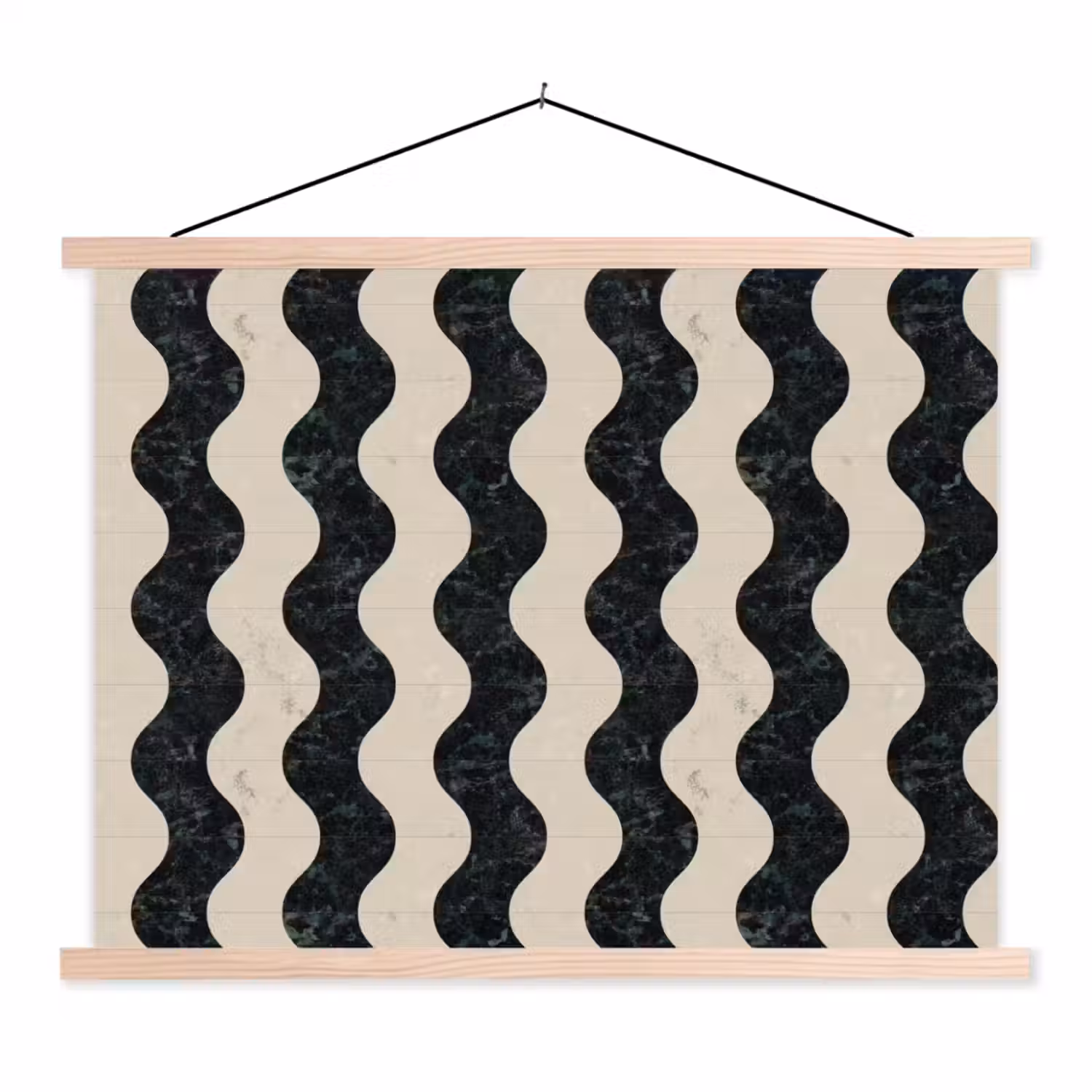 Patroon - Marmer - Groen - Cremé textielposter latten blank klein 122 -3d