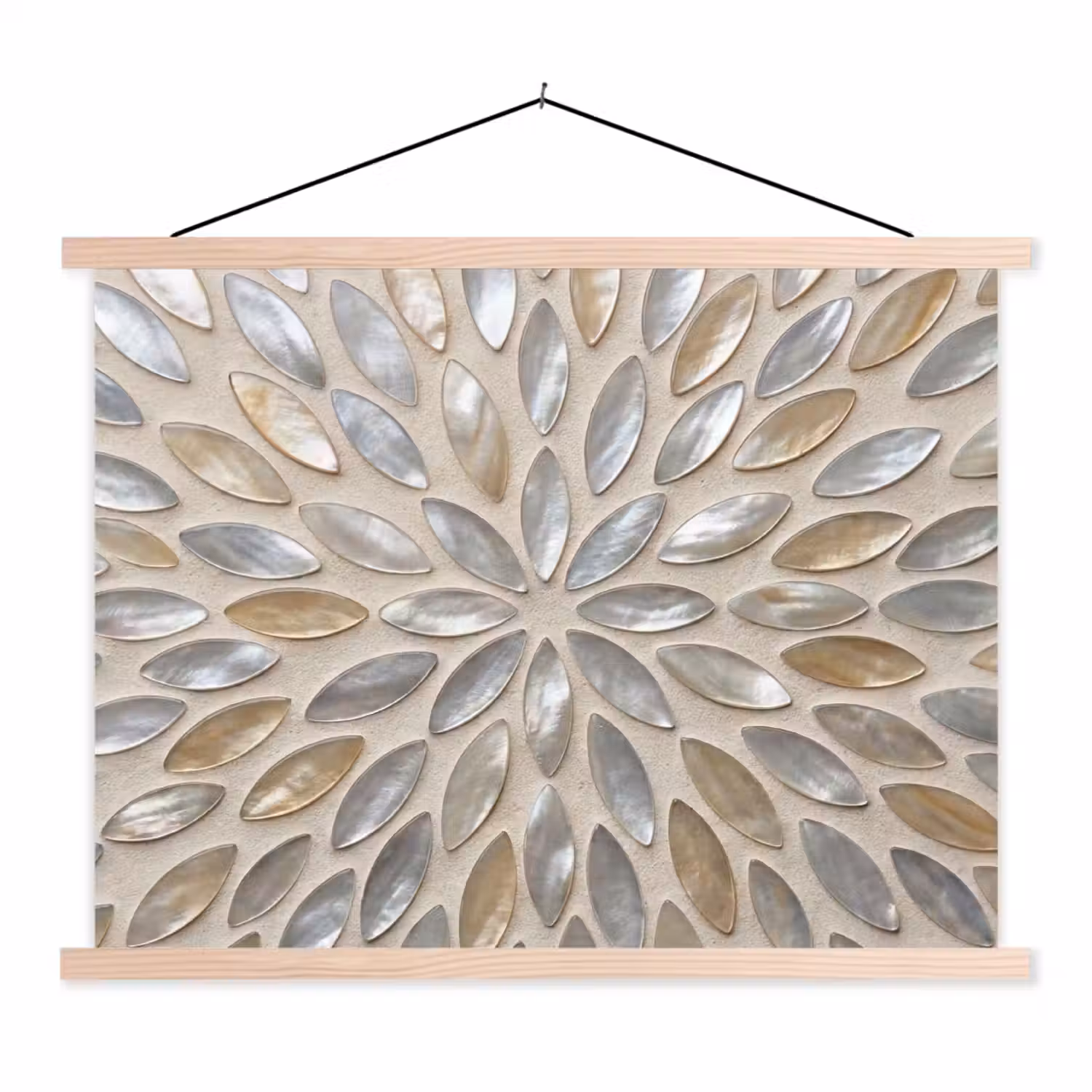 Patroon - Ovaal - Glanzend - Abstract - Beige textielposter latten blank klein -3d