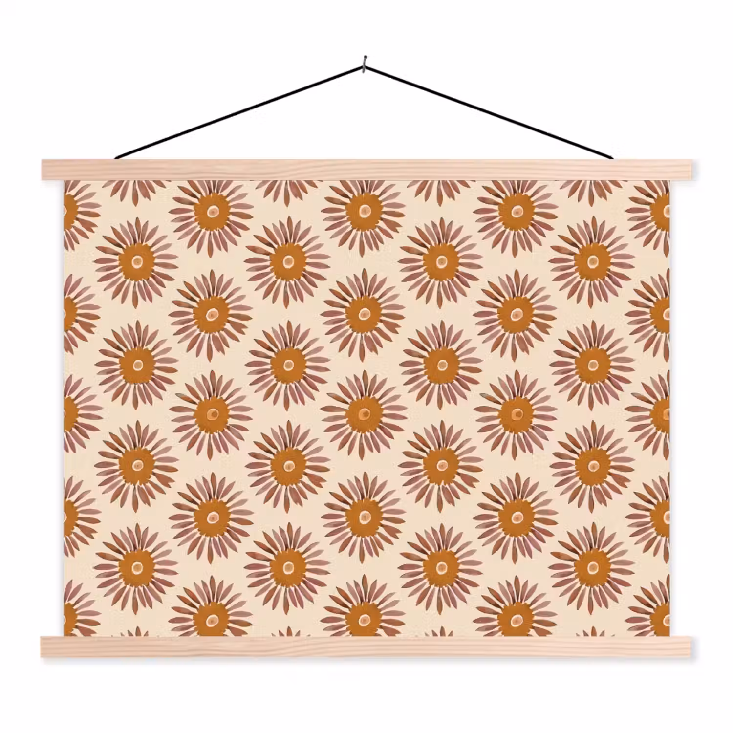 Patroon - Retro - Bruin textielposter latten blank klein 122 -3d