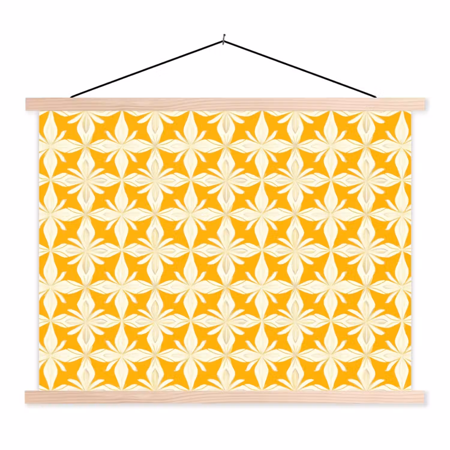 Patroon - Retro - Geel textielposter latten blank klein 122 -3d