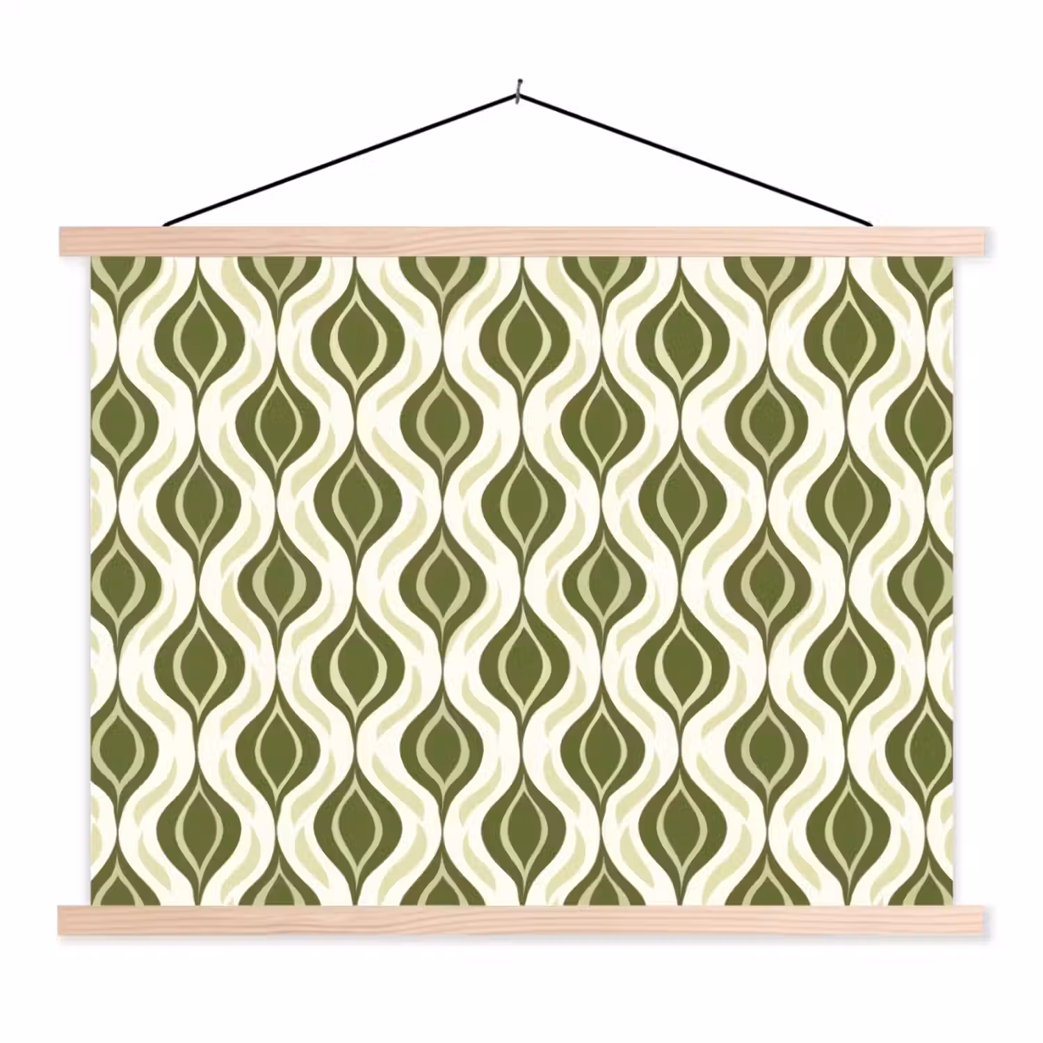Patroon - Retro - Groen textielposter latten blank klein 122 -3d