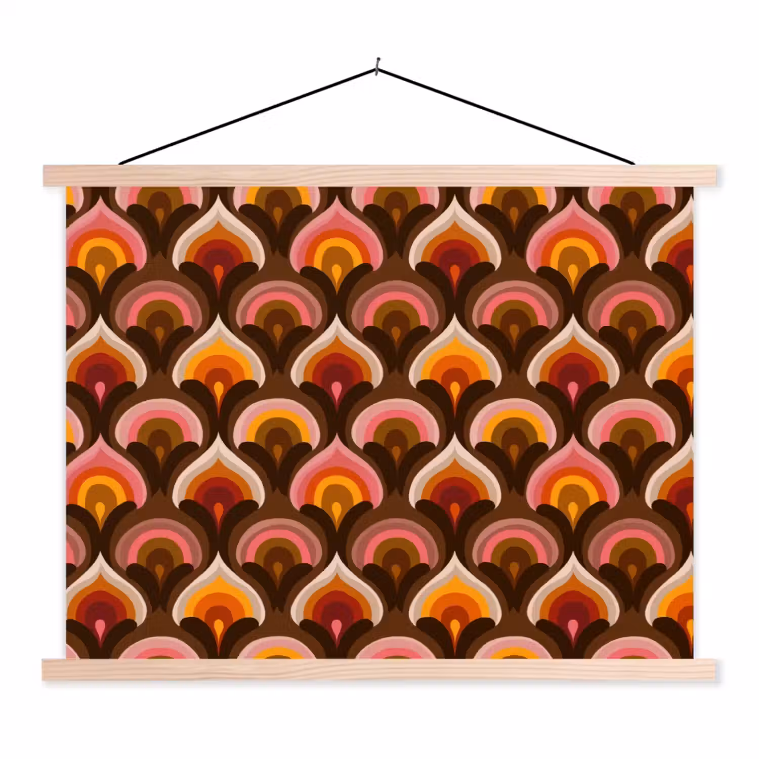 Patroon - Retro - Kleurrijk textielposter latten blank klein 122 -3d