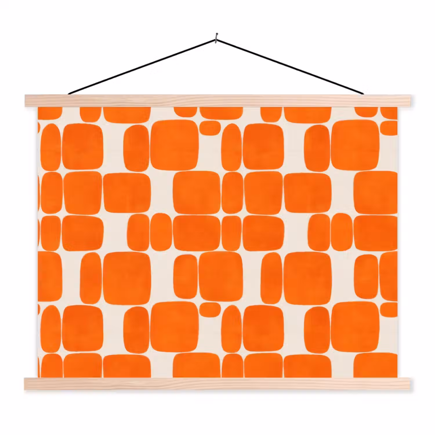 Patroon - Retro - Oranje textielposter latten blank klein 122 -3d