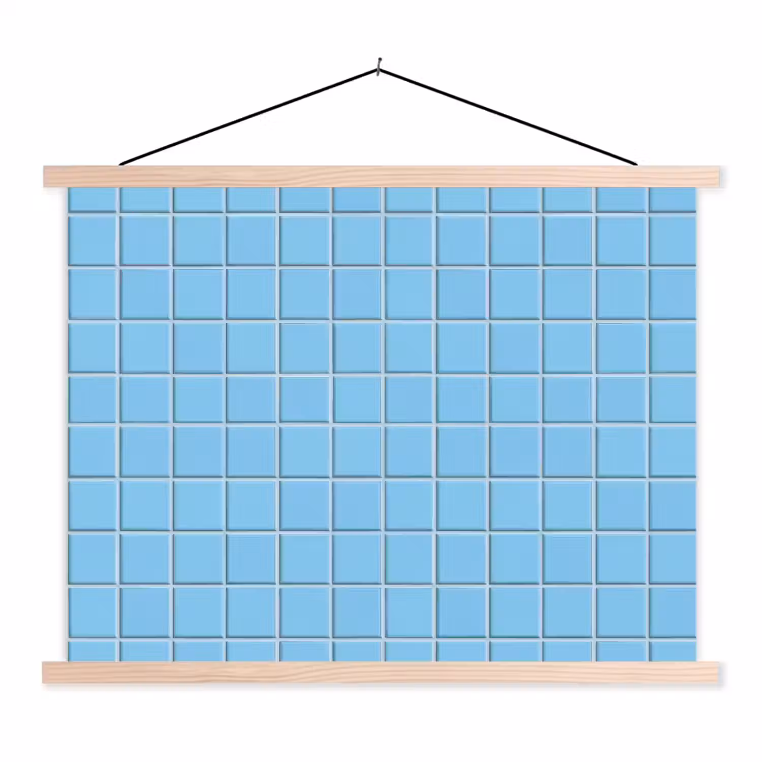Patroon - Tegel - Pastel - Blauw textielposter latten blank klein 122 -3d