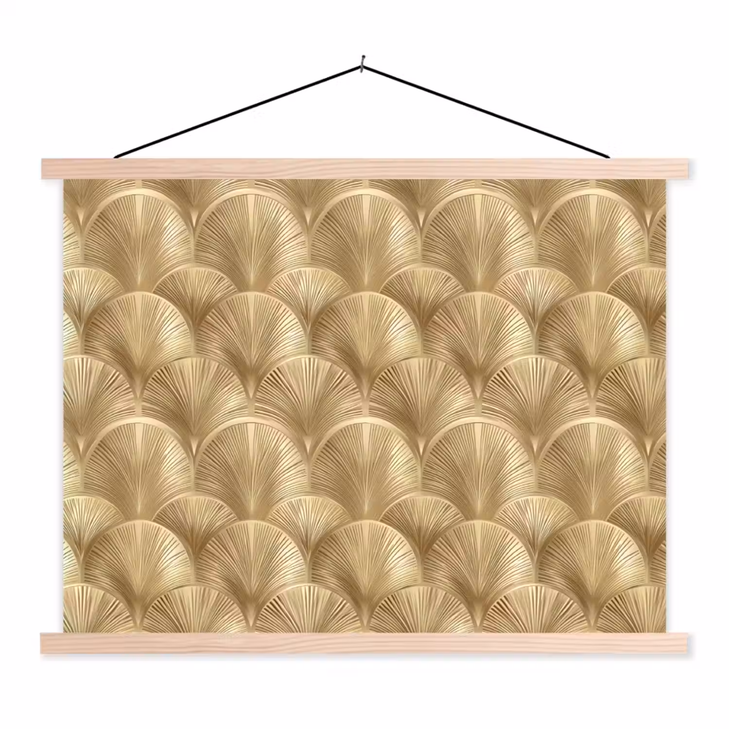 Patroon - Waaier - Goud textielposter latten blank klein 122 -3d