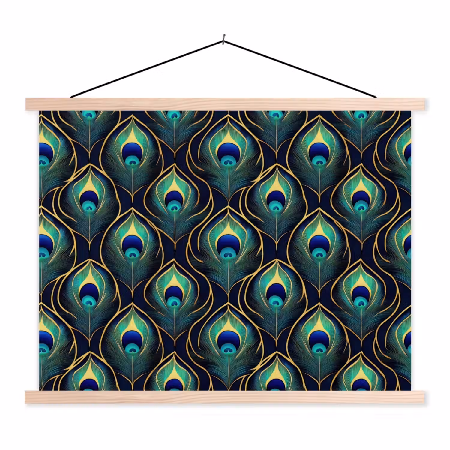 Pauw - Veren - Groen textielposter latten blank klein 122 -3d