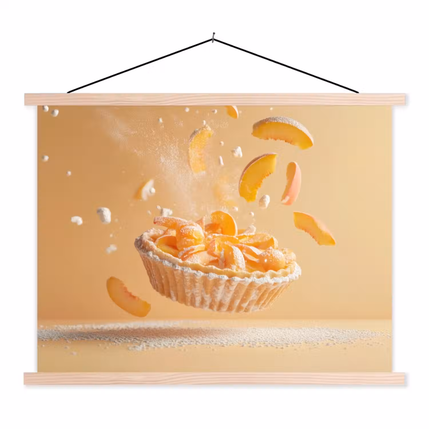Peach - Eten - Taart - Oranje textielposter latten blank klein -3d