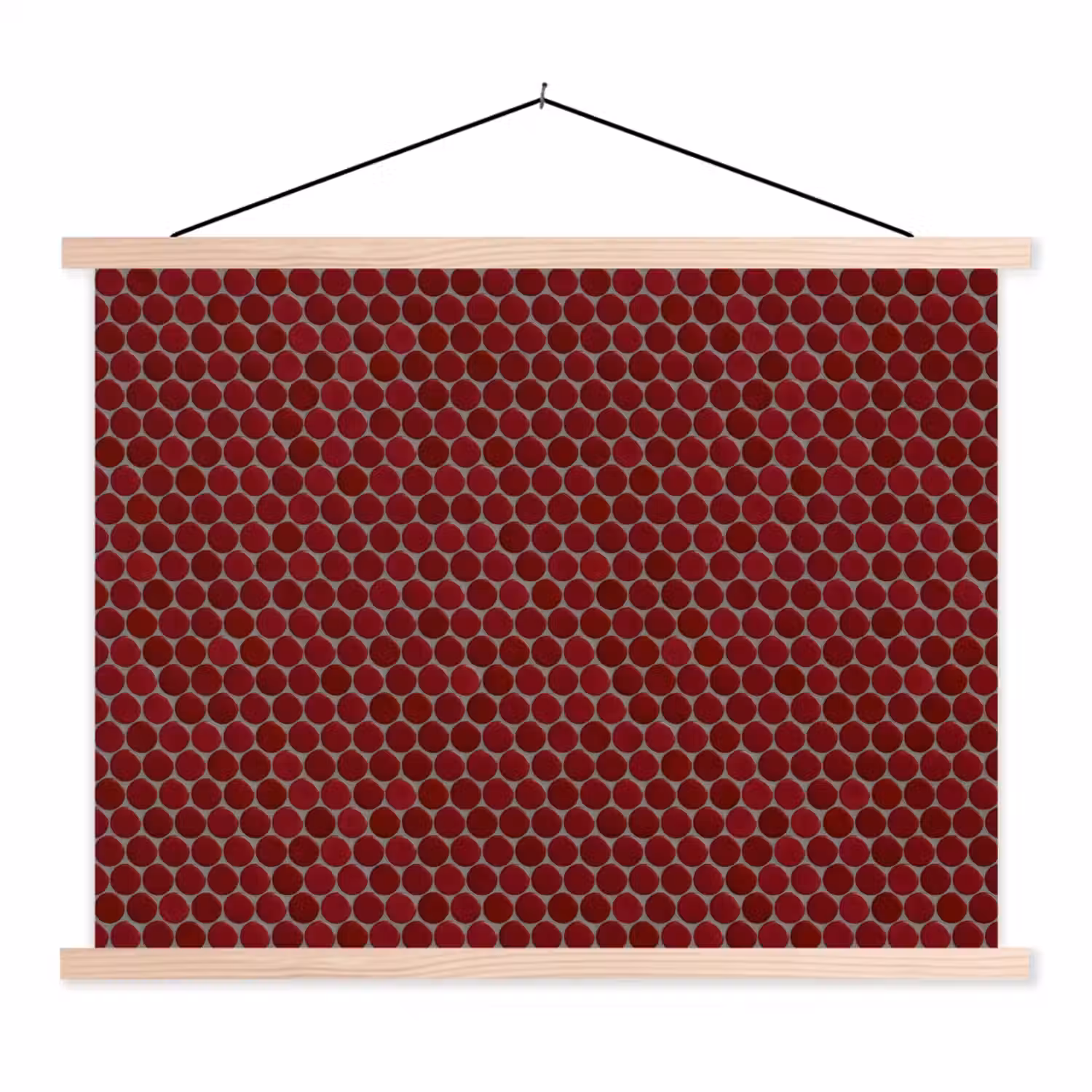 Penny - Mozaïek - Rond - Rood textielposter latten blank klein 122 -3d