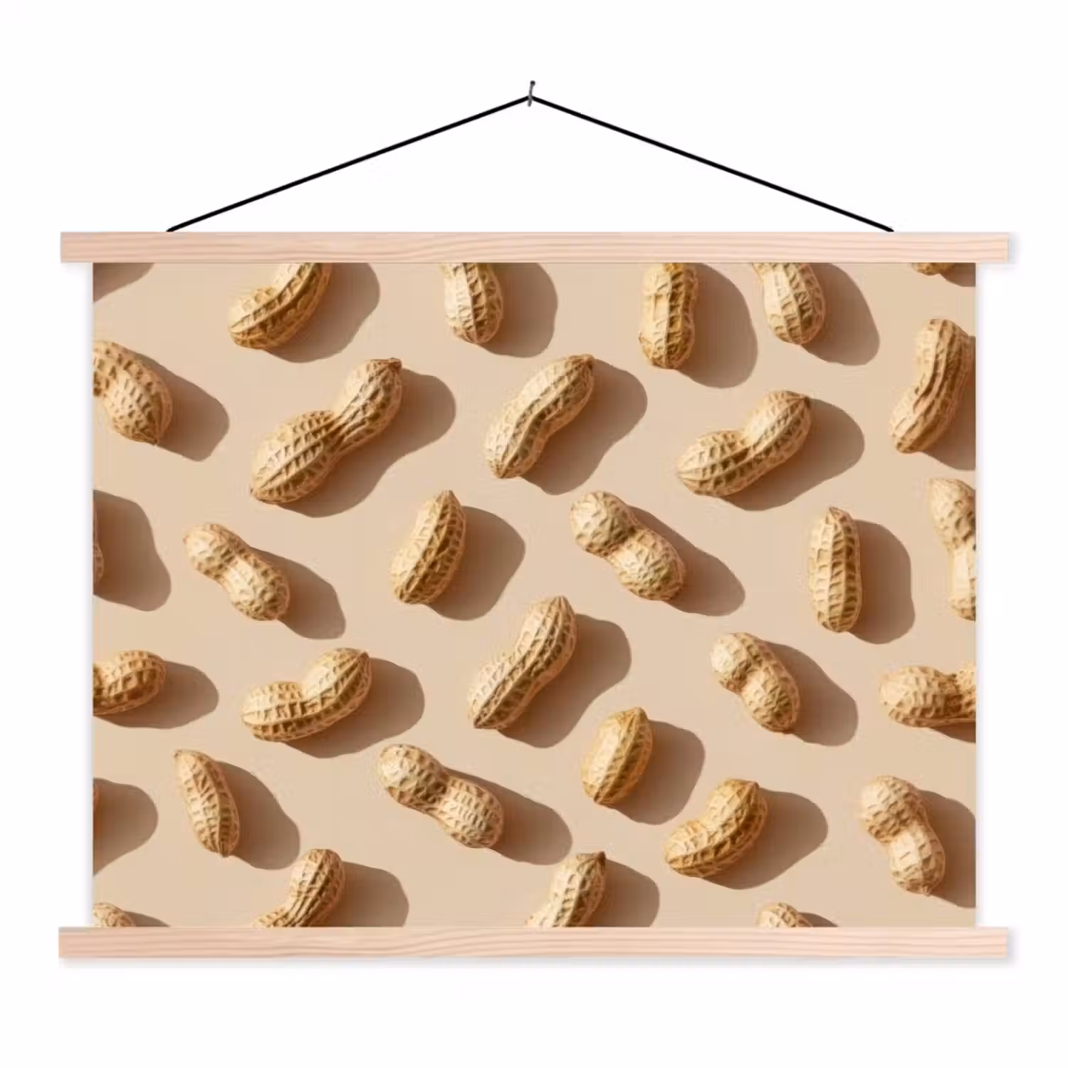 Pinda's - Patroon - Beige textielposter latten blank klein -3d