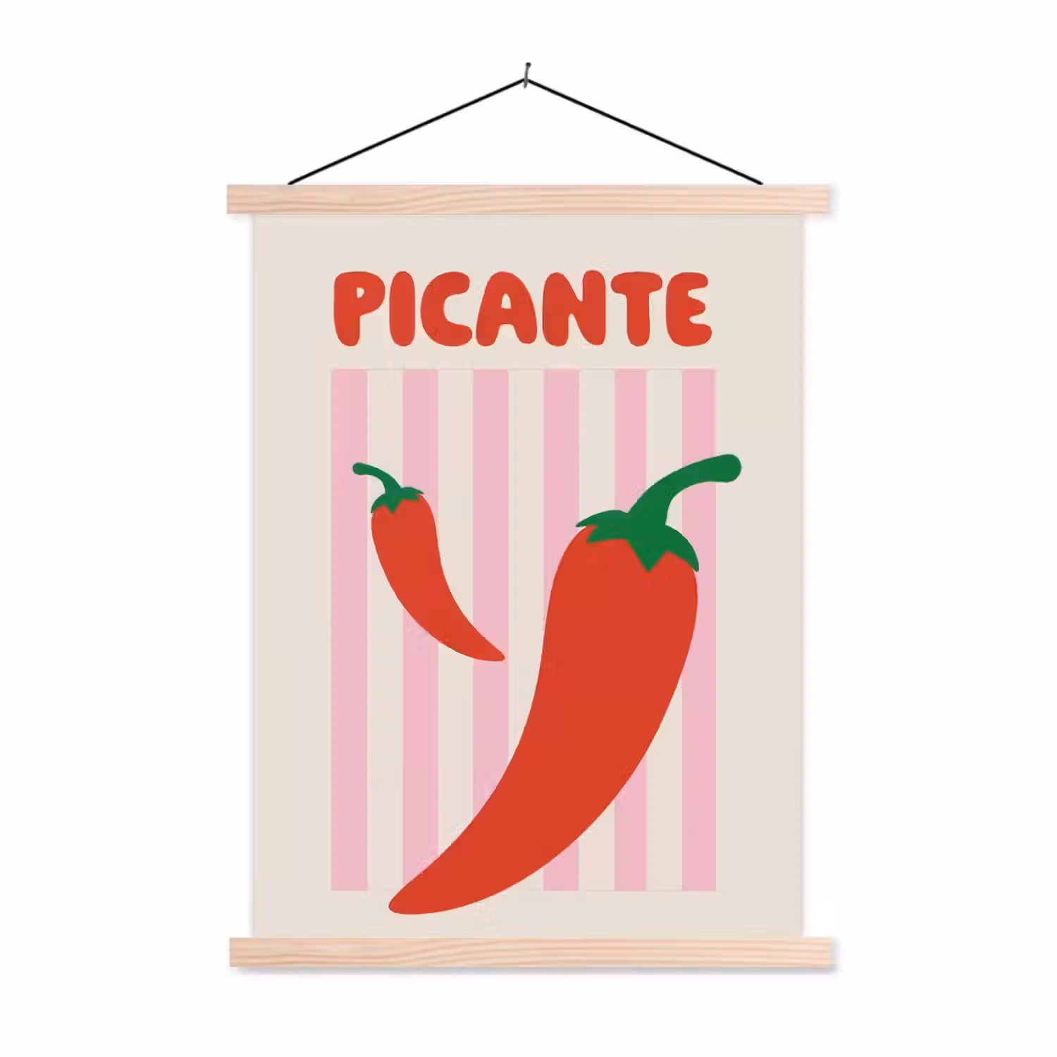 Pittig - Pepers - Rood textielposter latten blank klein -3d