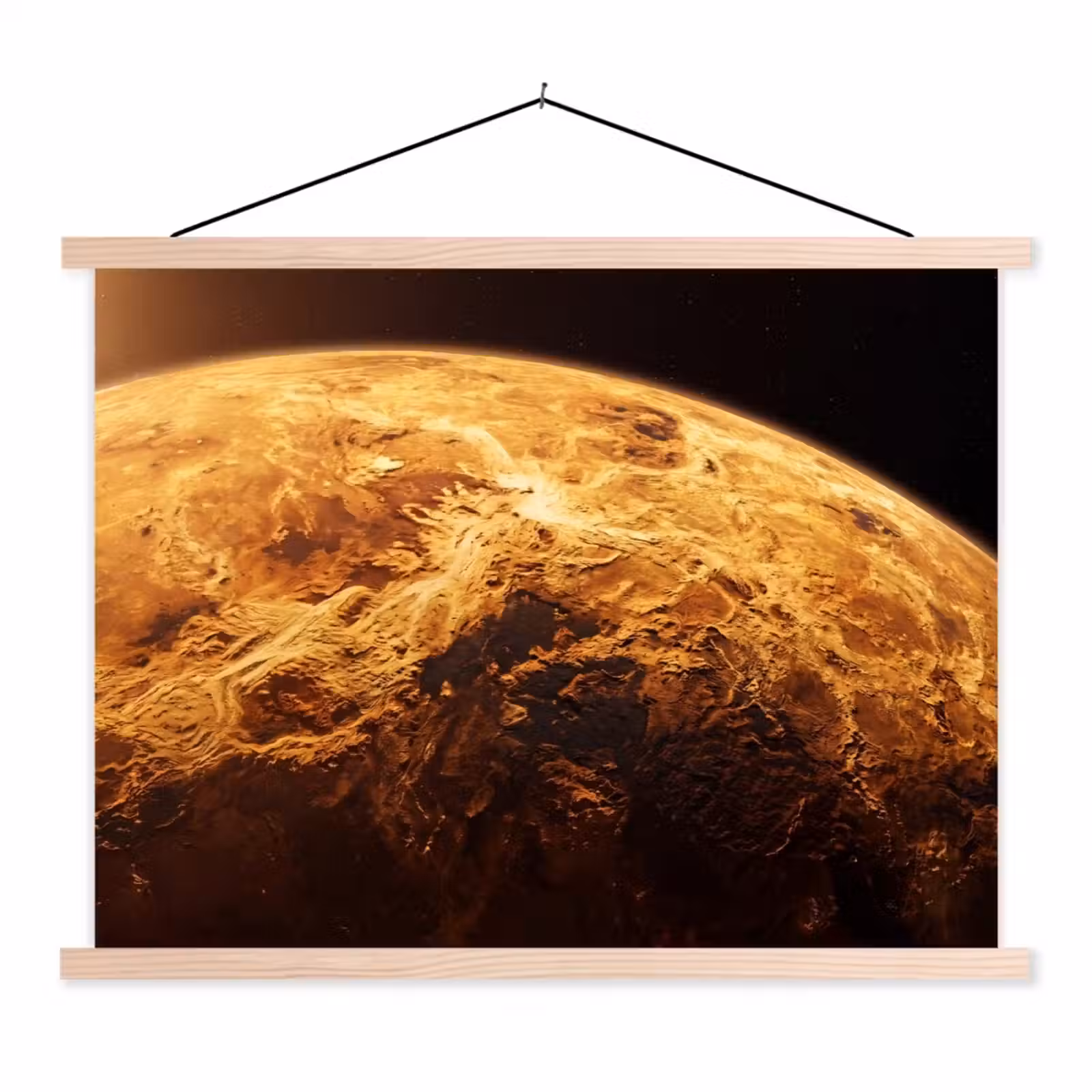 Schoolplaat - Planeet - Ruimte - Oranje - Planeet - Ruimte - Oranje textielposter latten blank klein