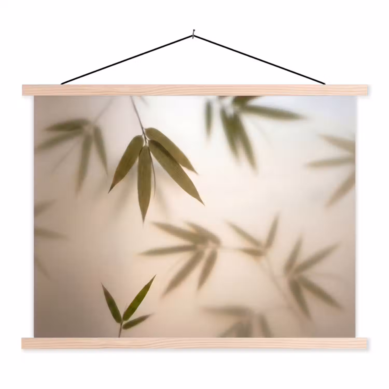 Planten - Bladeren - Natuur - Groen textielposter latten blank klein -3d