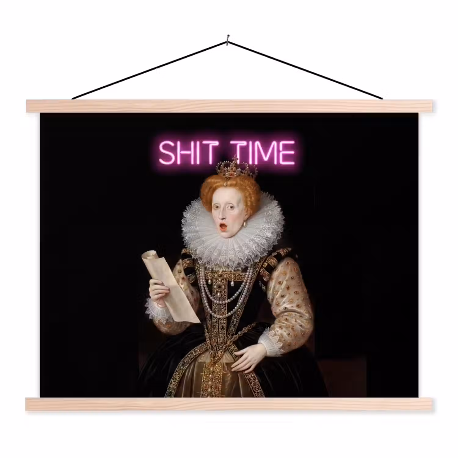 Portret - Humor - Neon textielposter latten blank klein -3d