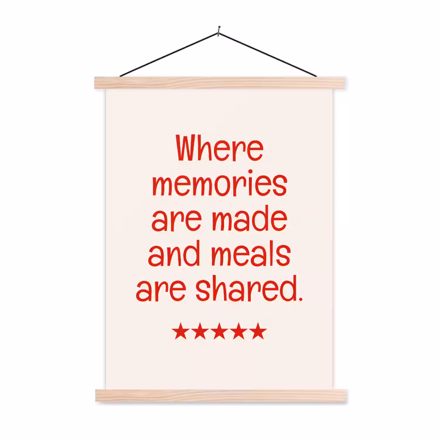 Quote - Sterren - Rood - Memories textielposter latten blank klein -3d