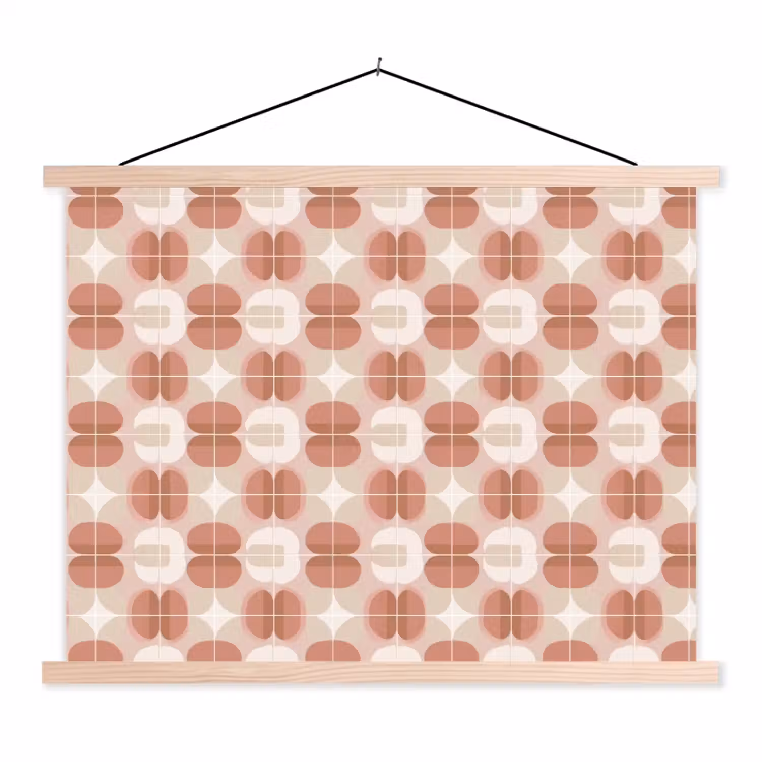 Retro - Klassiek - Roze textielposter latten blank klein 122 -3d