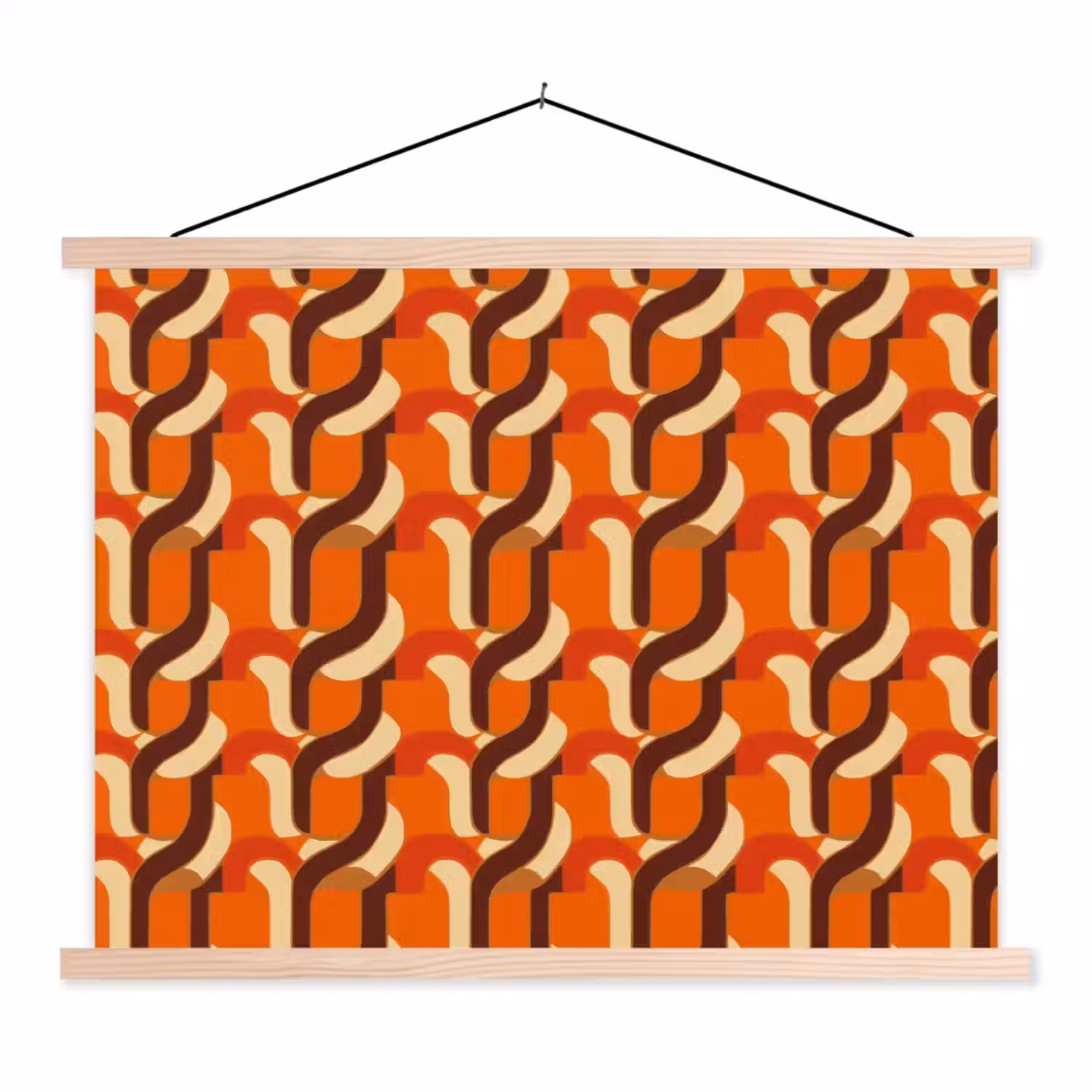 Retro - Modern - Kleurrijk textielposter latten blank klein 122 -3d