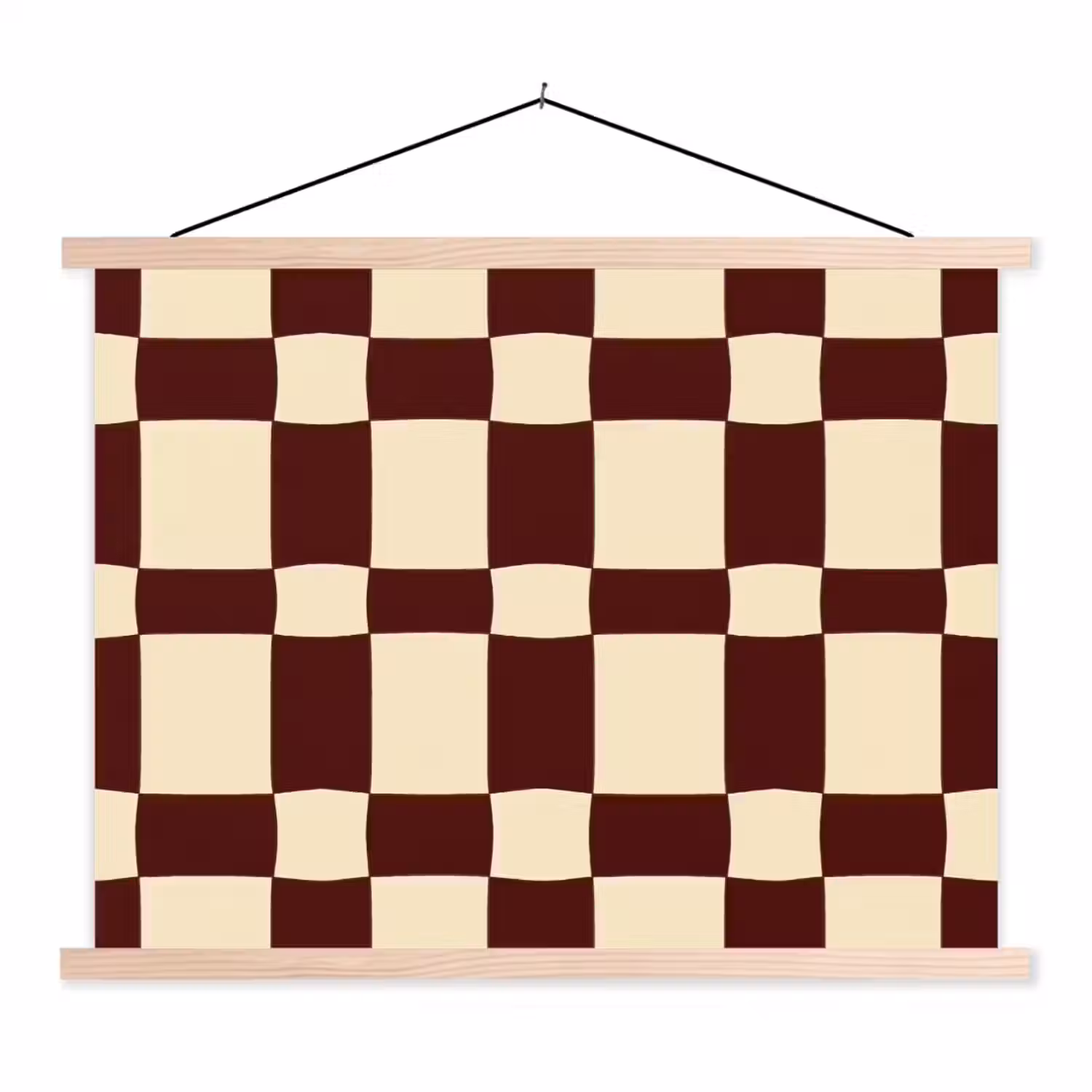 Retro - Patroon - Bruin textielposter latten blank klein 122 -3d