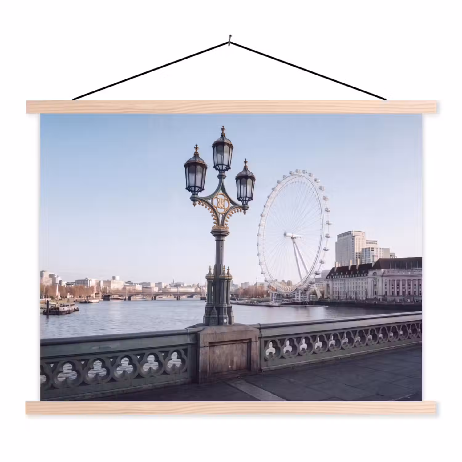 Reuzenrad - Londen - Stad - Architectuur - Brug textielposter latten blank klein -3d