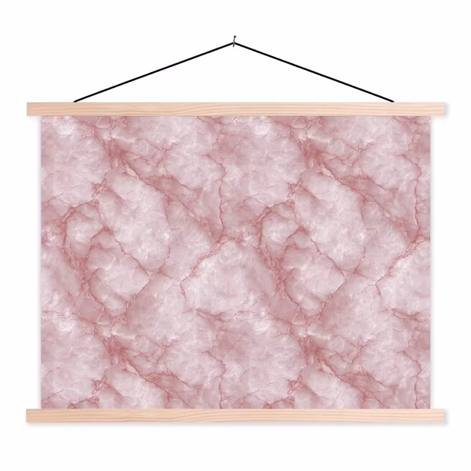 Roze - Kwartsmarmer - Aders textielposter latten blank klein 122 -3d