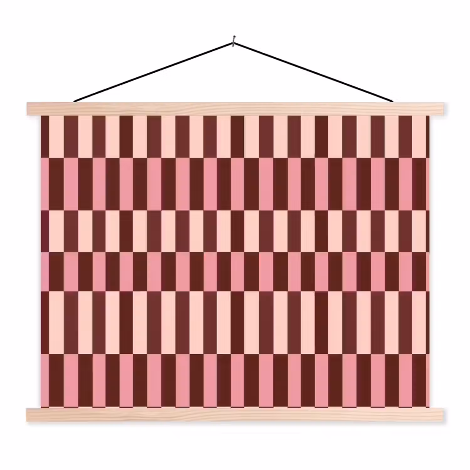 Roze - Rood - Blokjes textielposter latten blank klein 122 -3d
