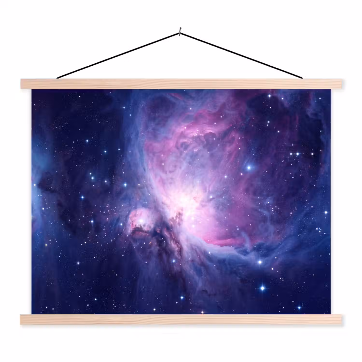 Ruimte - Sterren - Kleurrijk textielposter latten blank klein -3d