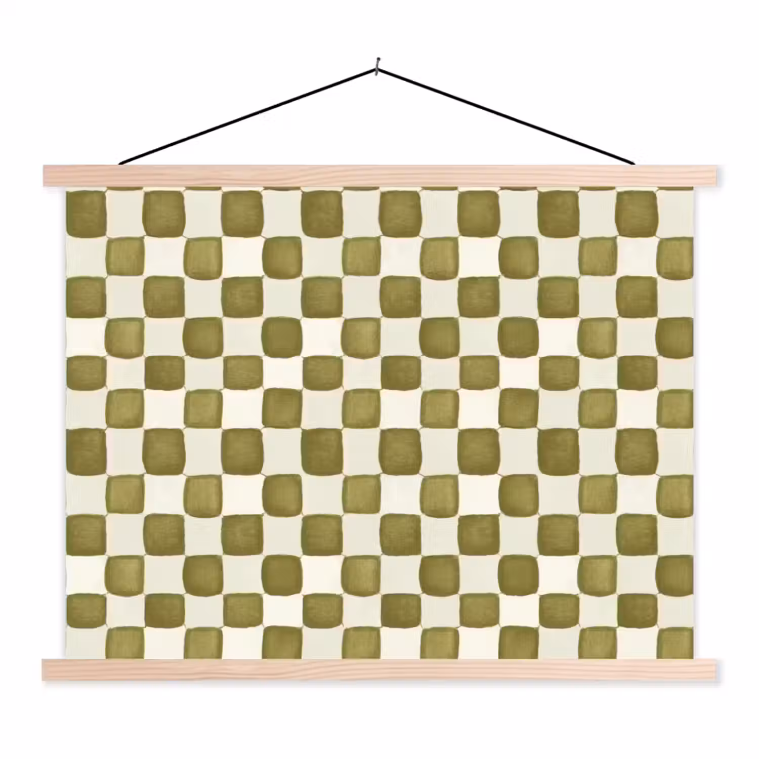 Schaak - Patroon - Groen textielposter latten blank klein 122 -3d